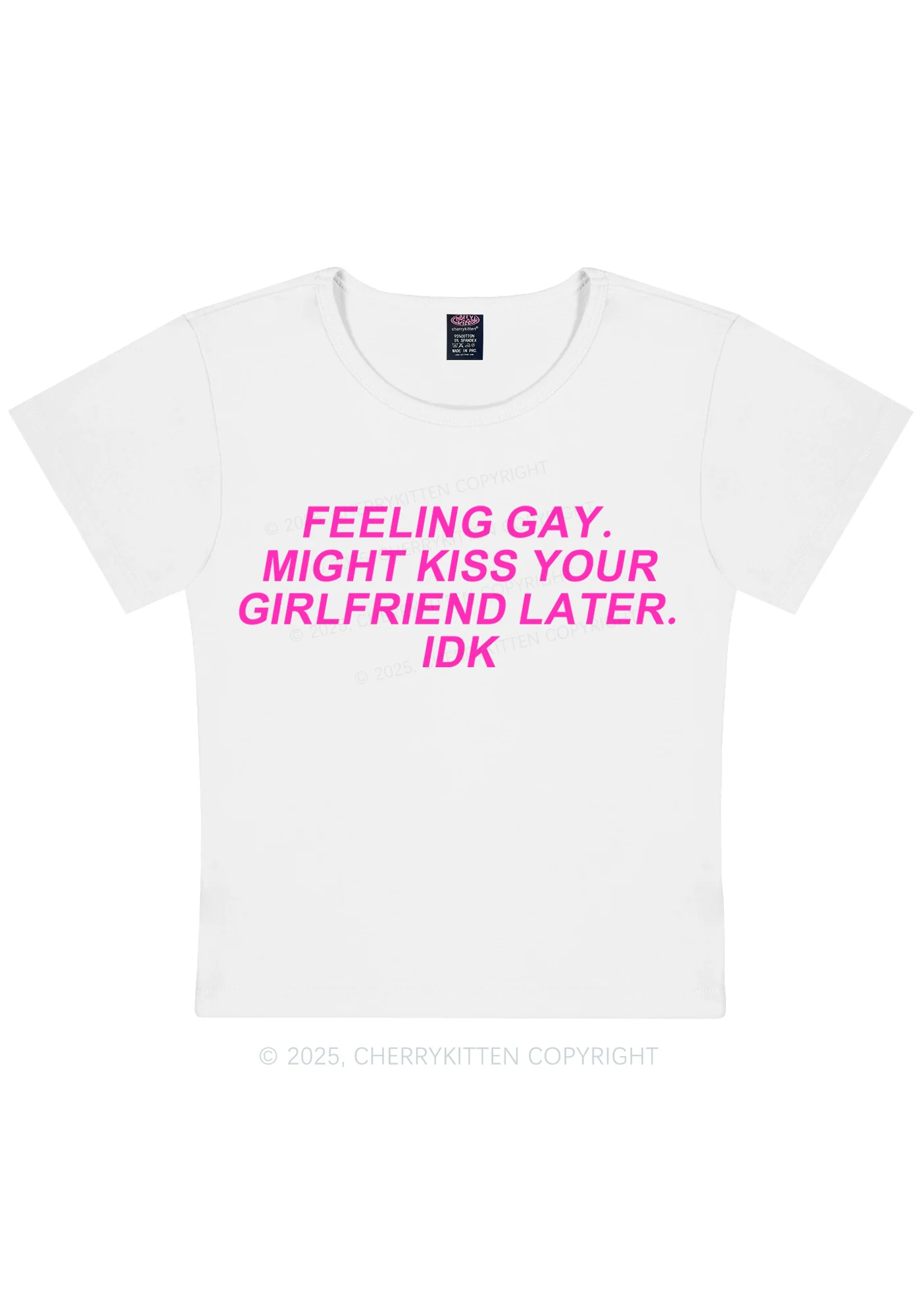 Kiss Your GF Later Pride Y2K Baby Tee Cherrykitten - Image 3