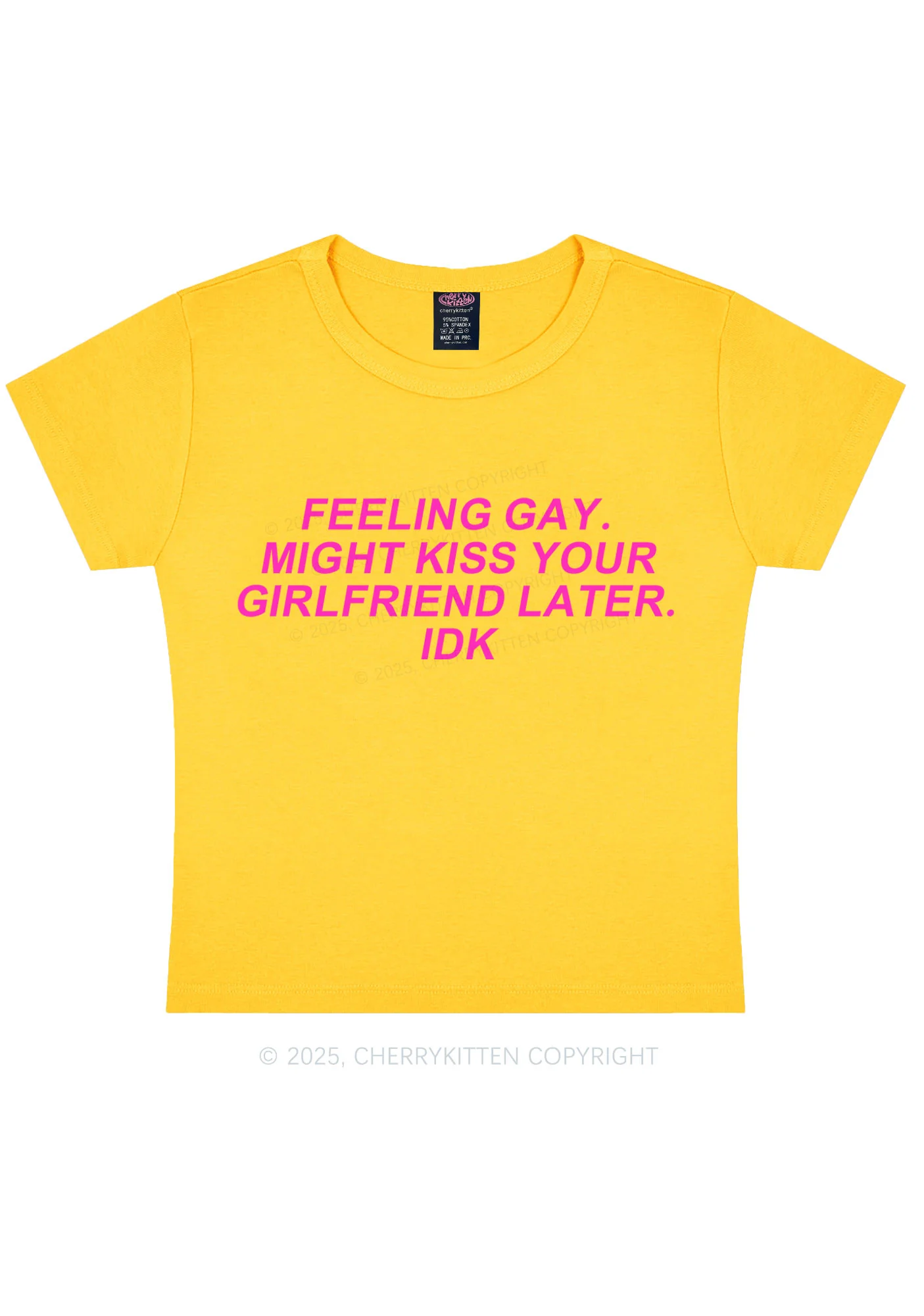Kiss Your GF Later Pride Y2K Baby Tee Cherrykitten - Image 4