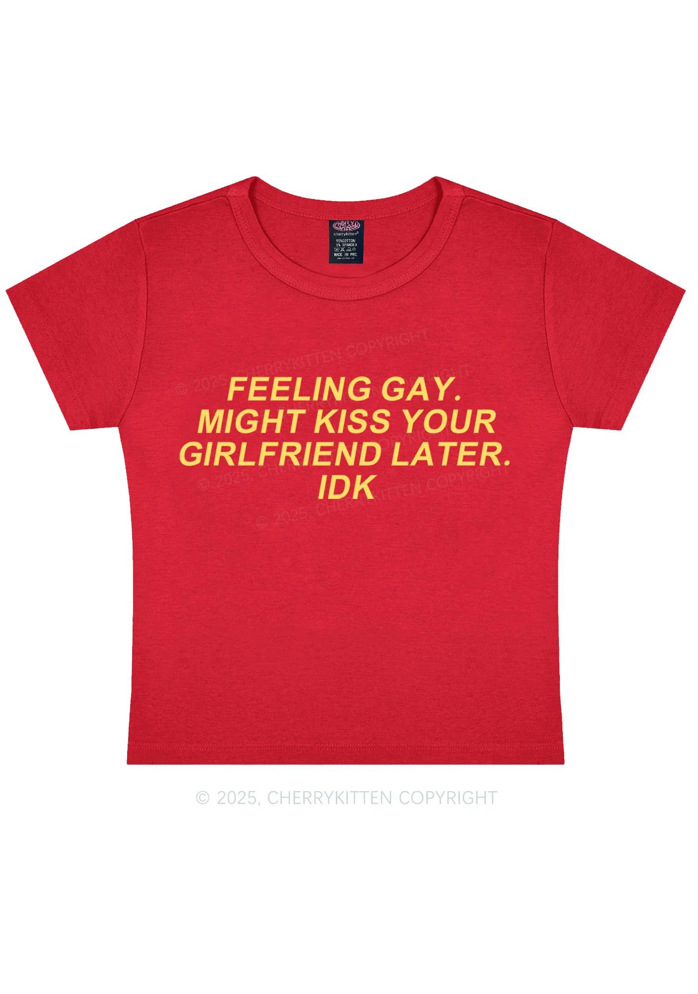 Kiss Your GF Later Pride Y2K Baby Tee Cherrykitten - Image 5