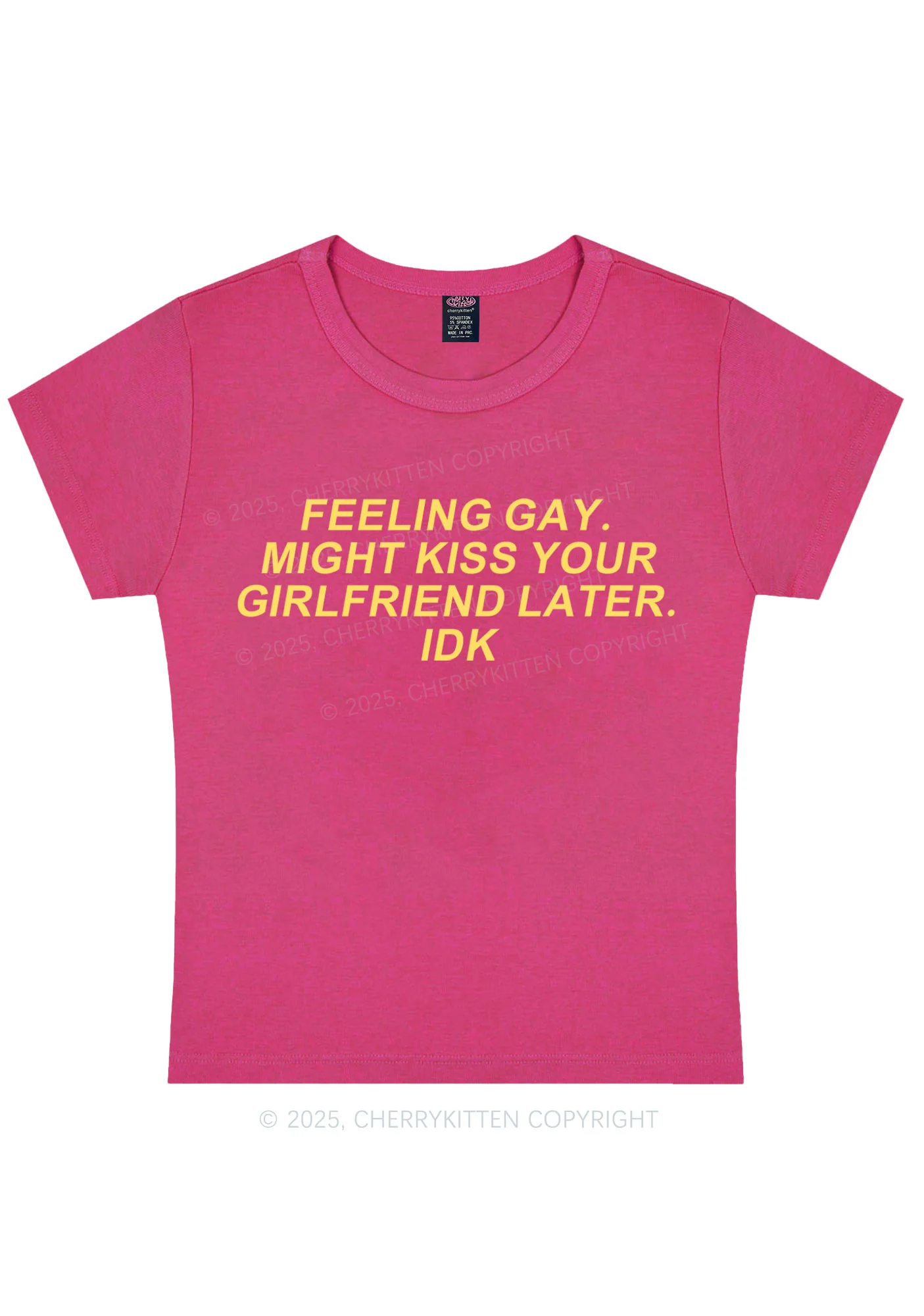 Kiss Your GF Later Pride Y2K Baby Tee Cherrykitten - Image 7