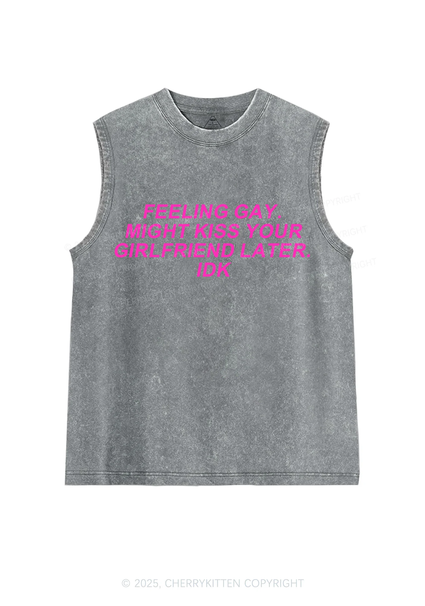 Kiss Your GF Later Pride Y2K Washed Muscle Tank Cherrykitten - Image 6