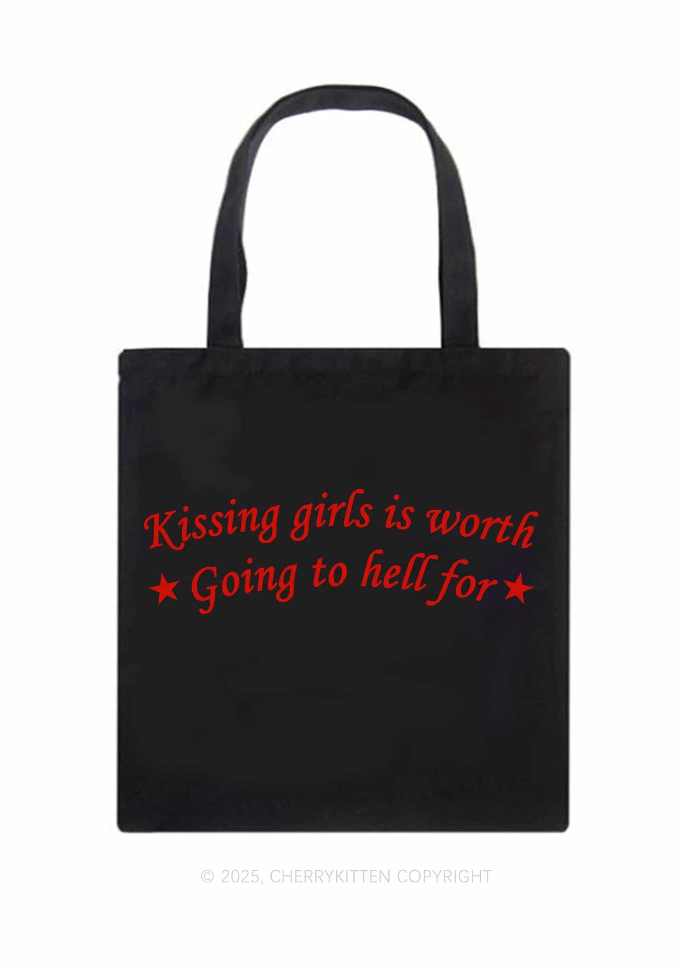 Kissing Girls is Worth Pride Y2K Canvas Tote Bag Cherrykitten - Image 3