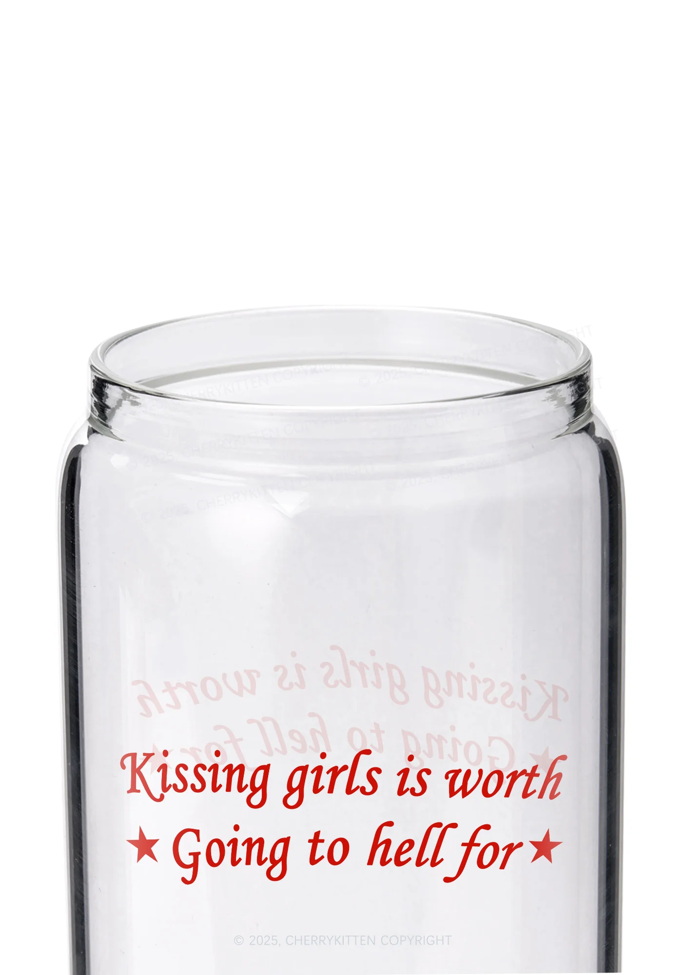 Kissing Girls is Worth Pride Y2K Printed Glass Cup Cherrykitten - Image 2