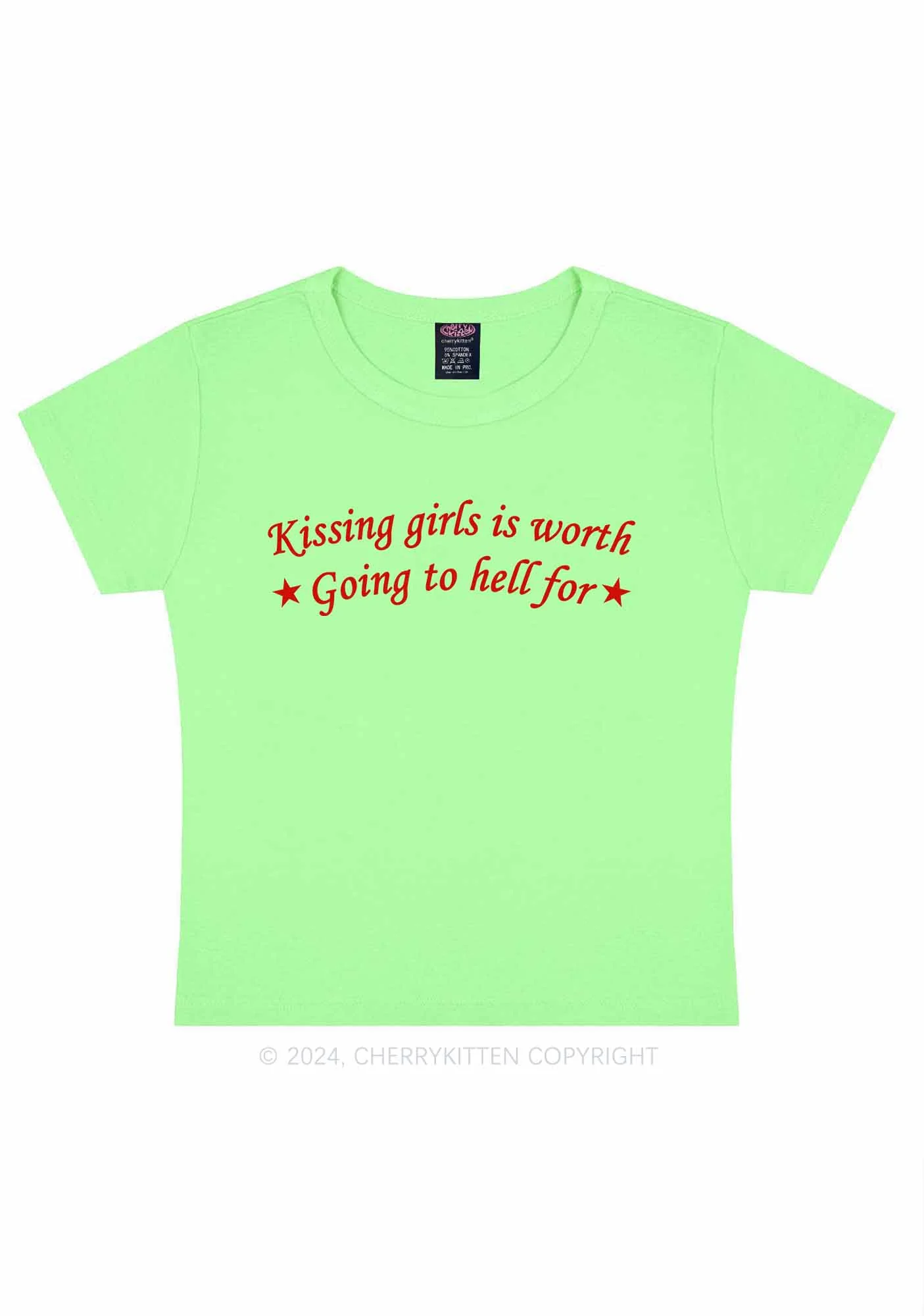 Kissing Girls is Worth Y2K Baby Tee Cherrykitten - Image 12