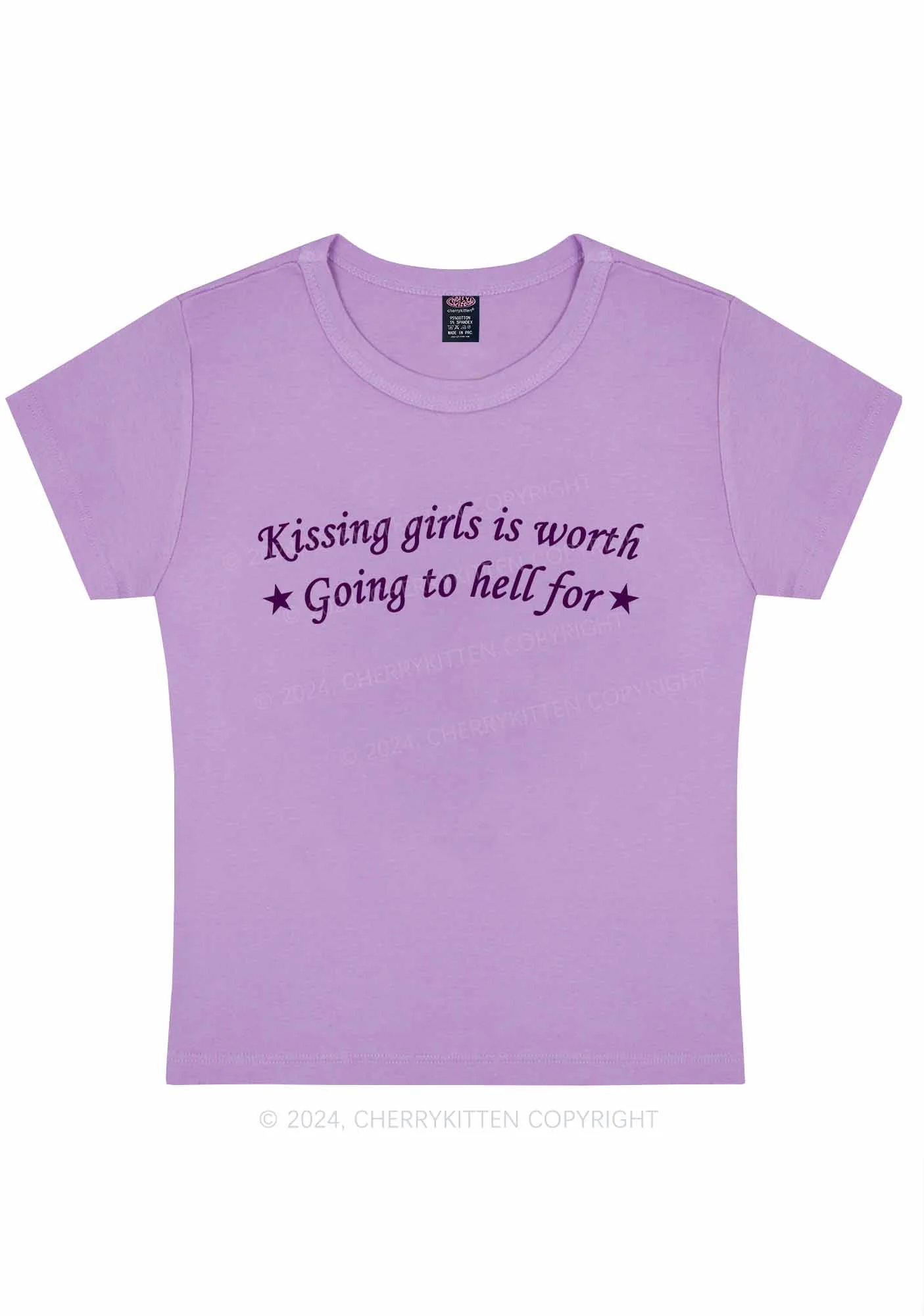 Kissing Girls is Worth Y2K Baby Tee Cherrykitten - Image 6