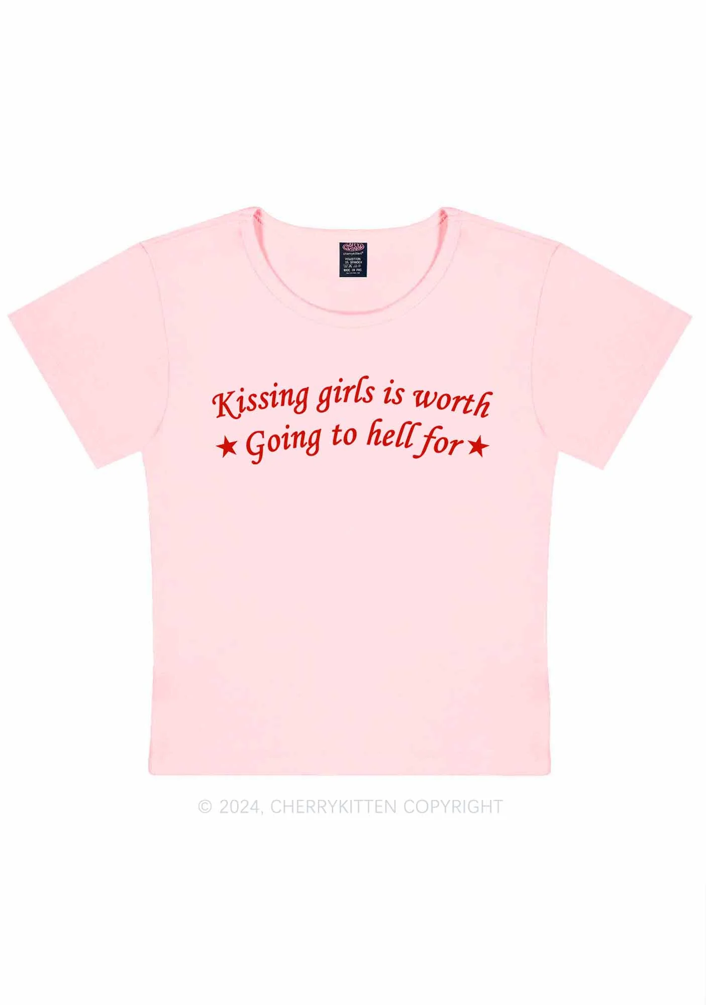 Kissing Girls is Worth Y2K Baby Tee Cherrykitten - Image 8