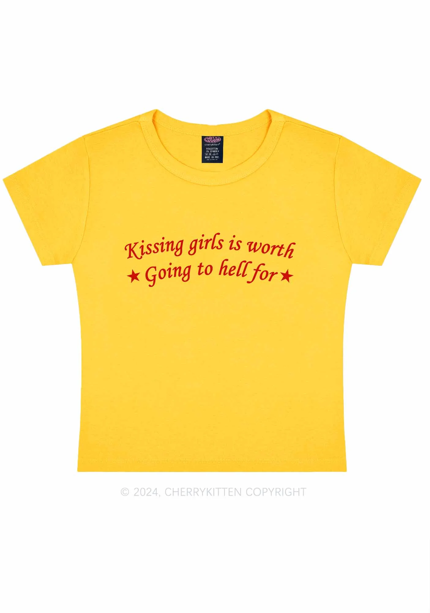 Kissing Girls is Worth Y2K Baby Tee Cherrykitten - Image 9