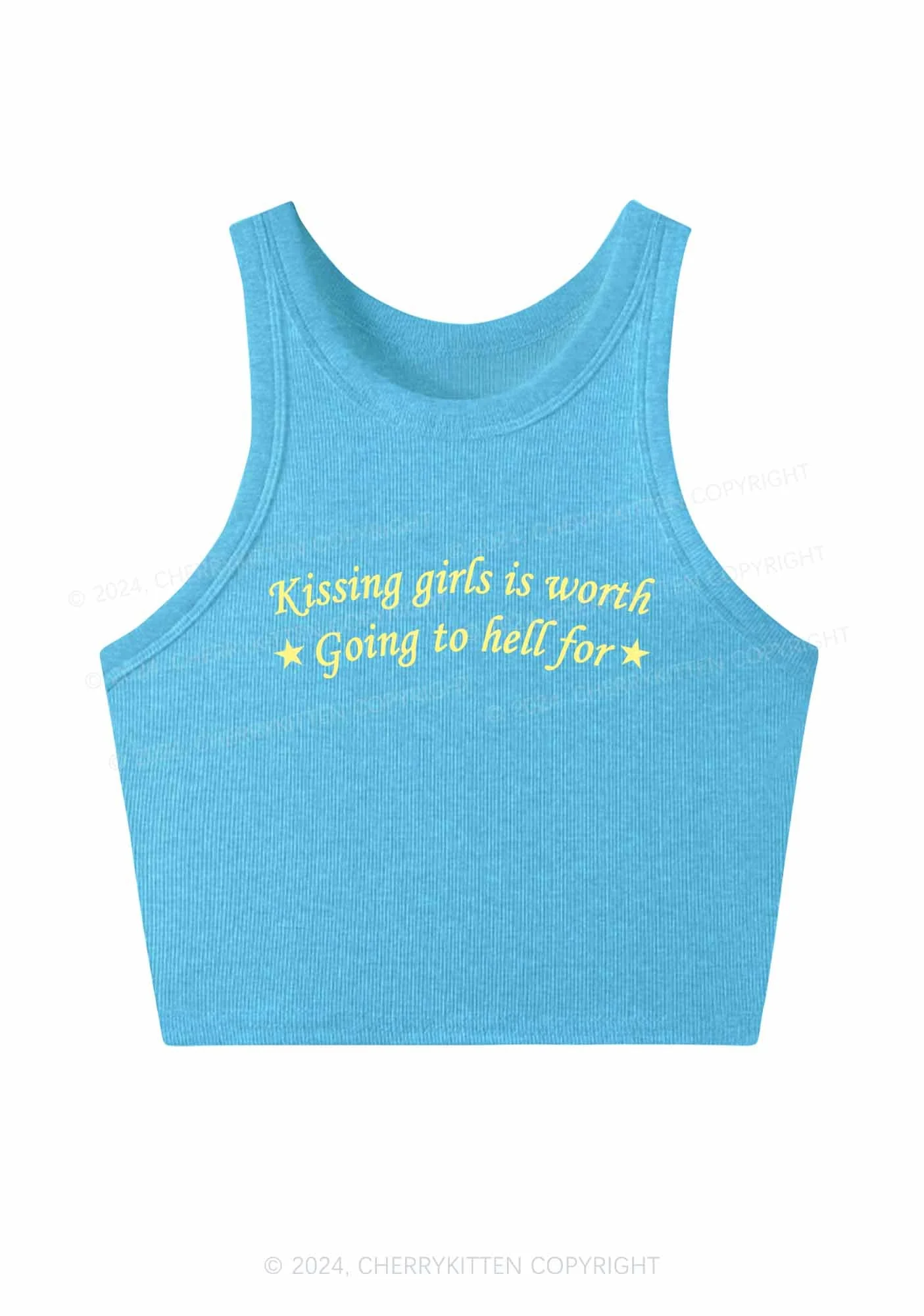 Kissing Girls is Worth Y2K Crop Tank Top Cherrykitten - Image 7