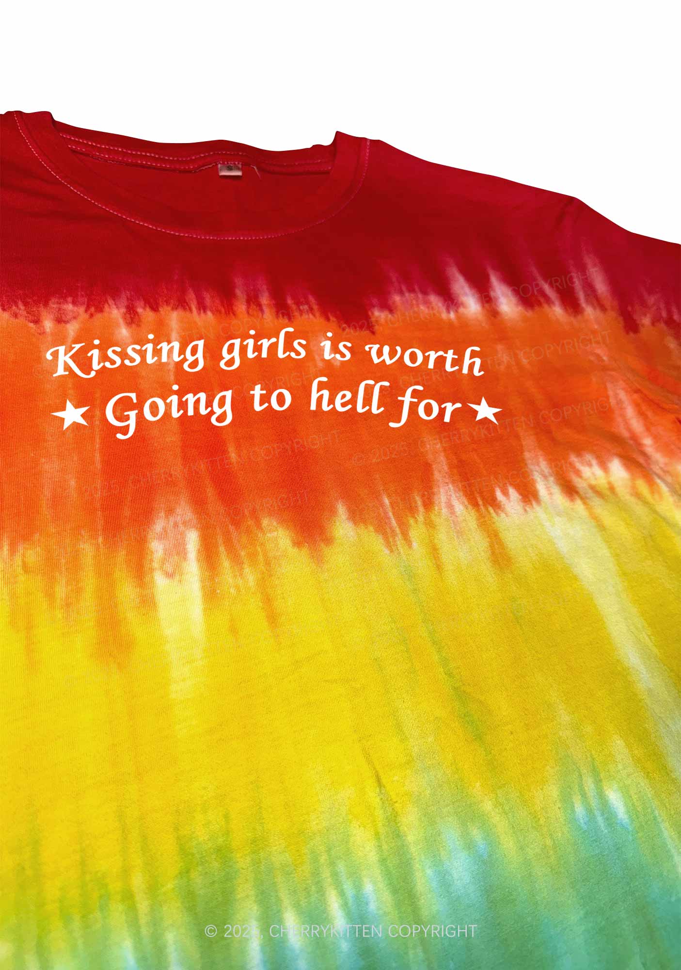 Kissing Girls is Worth Y2K Tie Dye Shirts Cherrykitten - Image 2