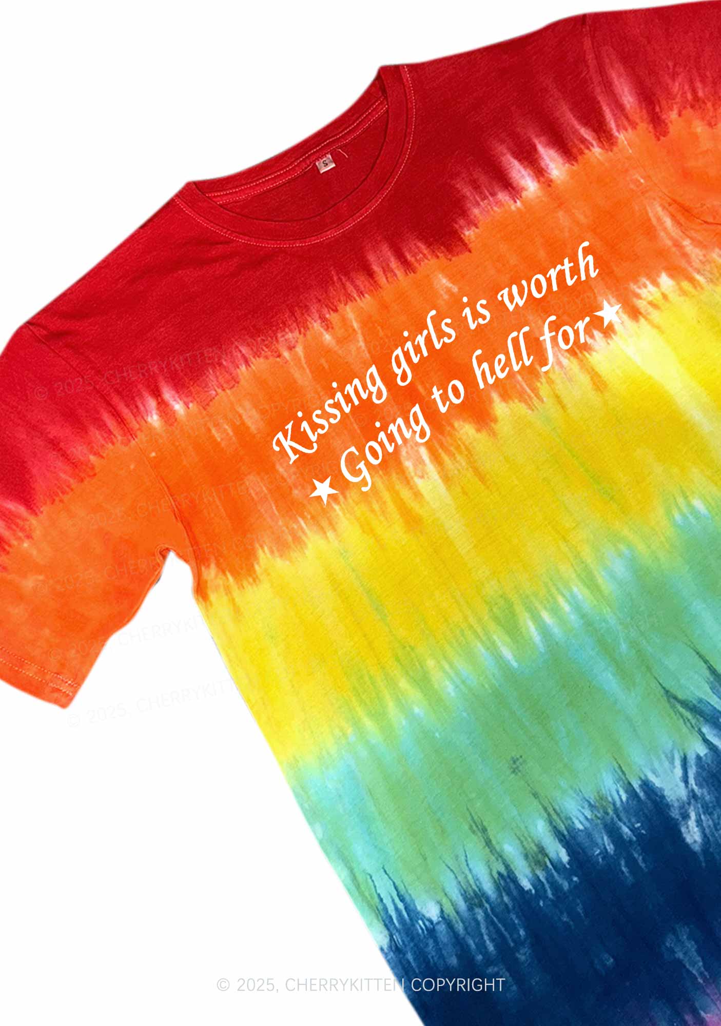 Kissing Girls is Worth Y2K Tie Dye Shirts Cherrykitten - Image 3