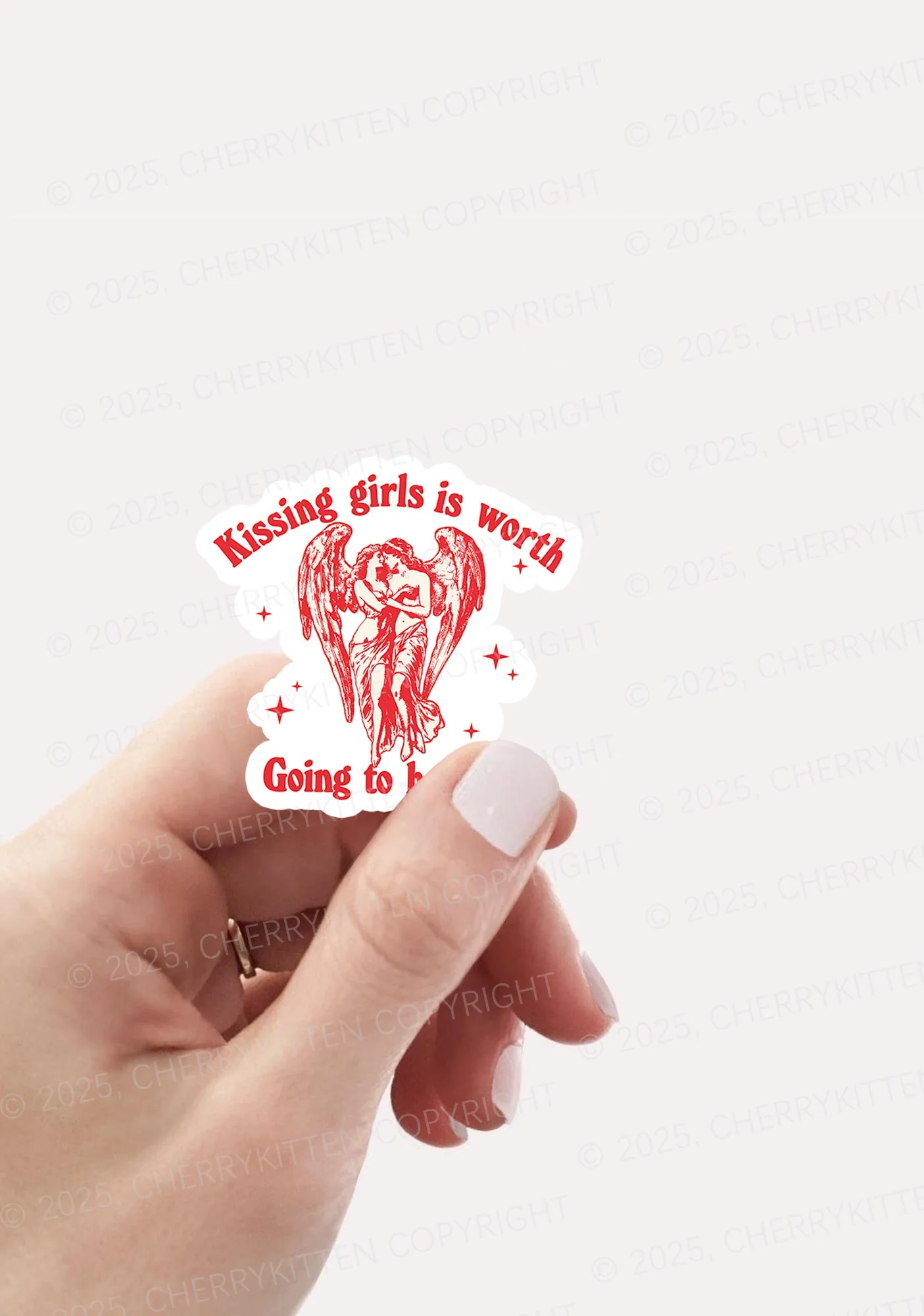 Kissing Girls To Hell Pride 1Pc Y2K Sticker Cherrykitten - Image 2