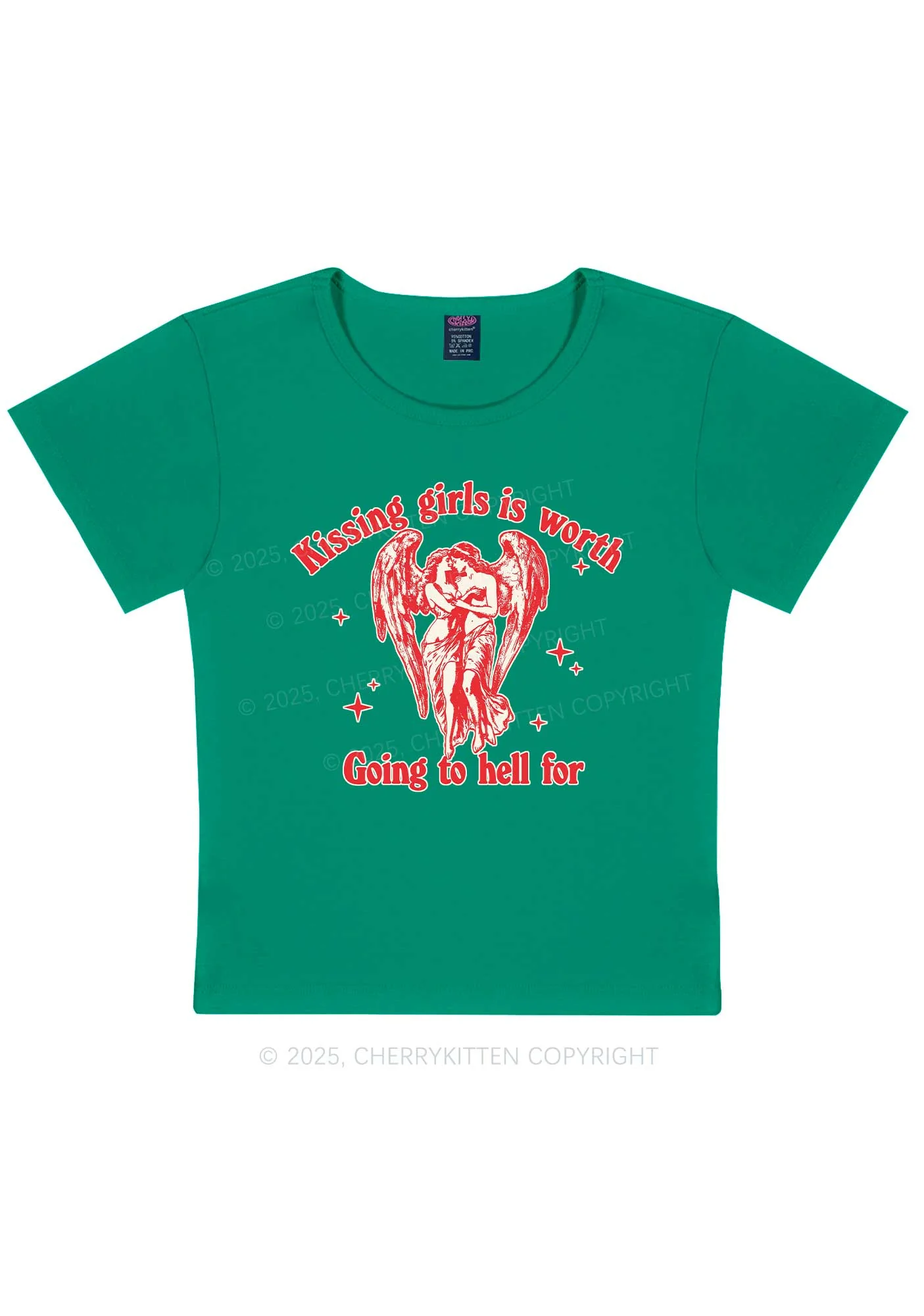 Kissing Girls To Hell Pride Y2K Baby Tee Cherrykitten - Image 11