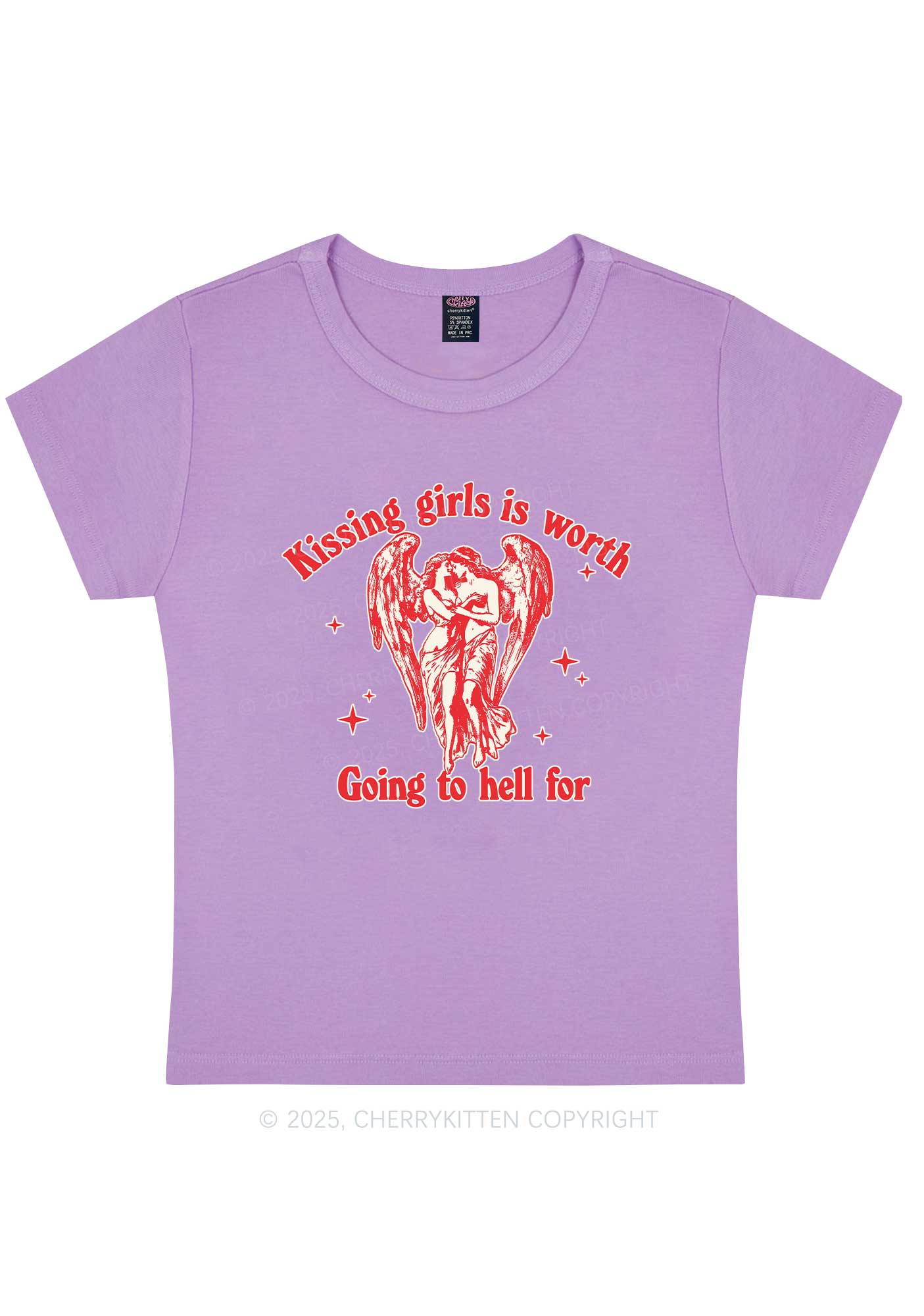 Kissing Girls To Hell Pride Y2K Baby Tee Cherrykitten - Image 6
