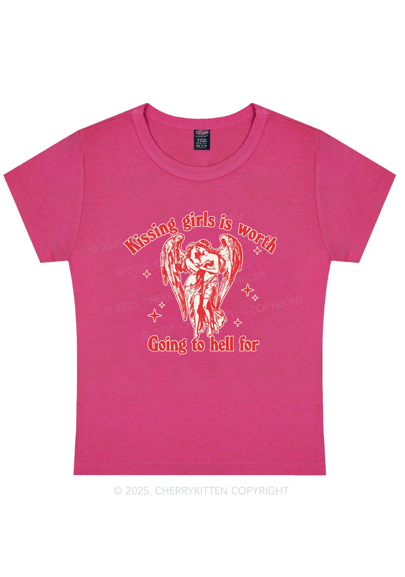 Kissing Girls To Hell Pride Y2K Baby Tee Cherrykitten - Image 7