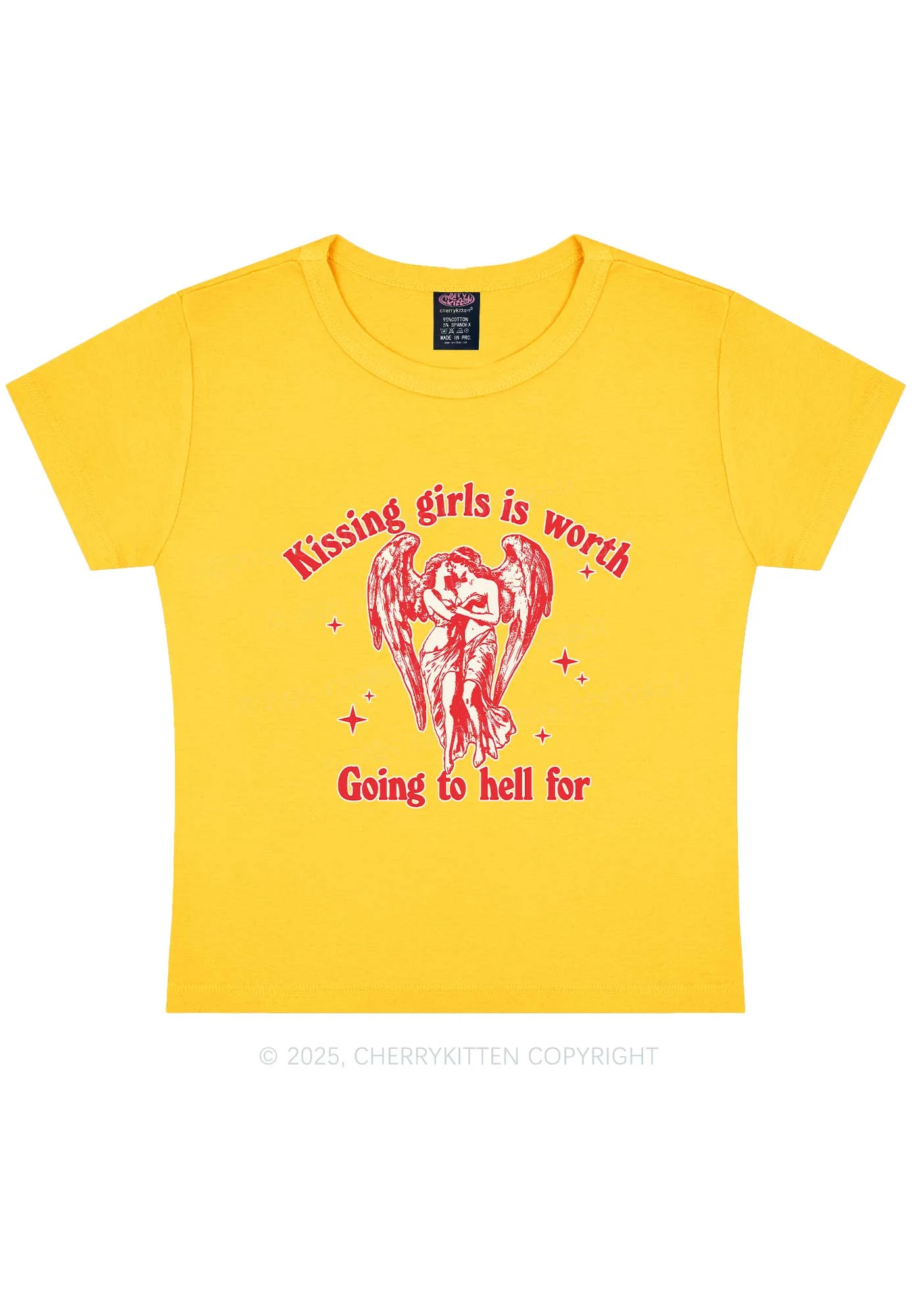 Kissing Girls To Hell Pride Y2K Baby Tee Cherrykitten - Image 8