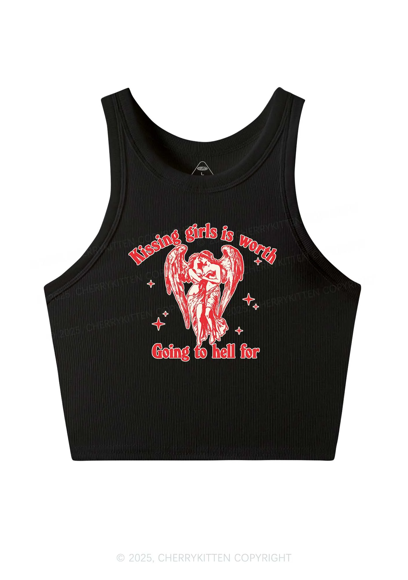 Kissing Girls To Hell Pride Y2K Crop Tank Top Cherrykitten - Image 3