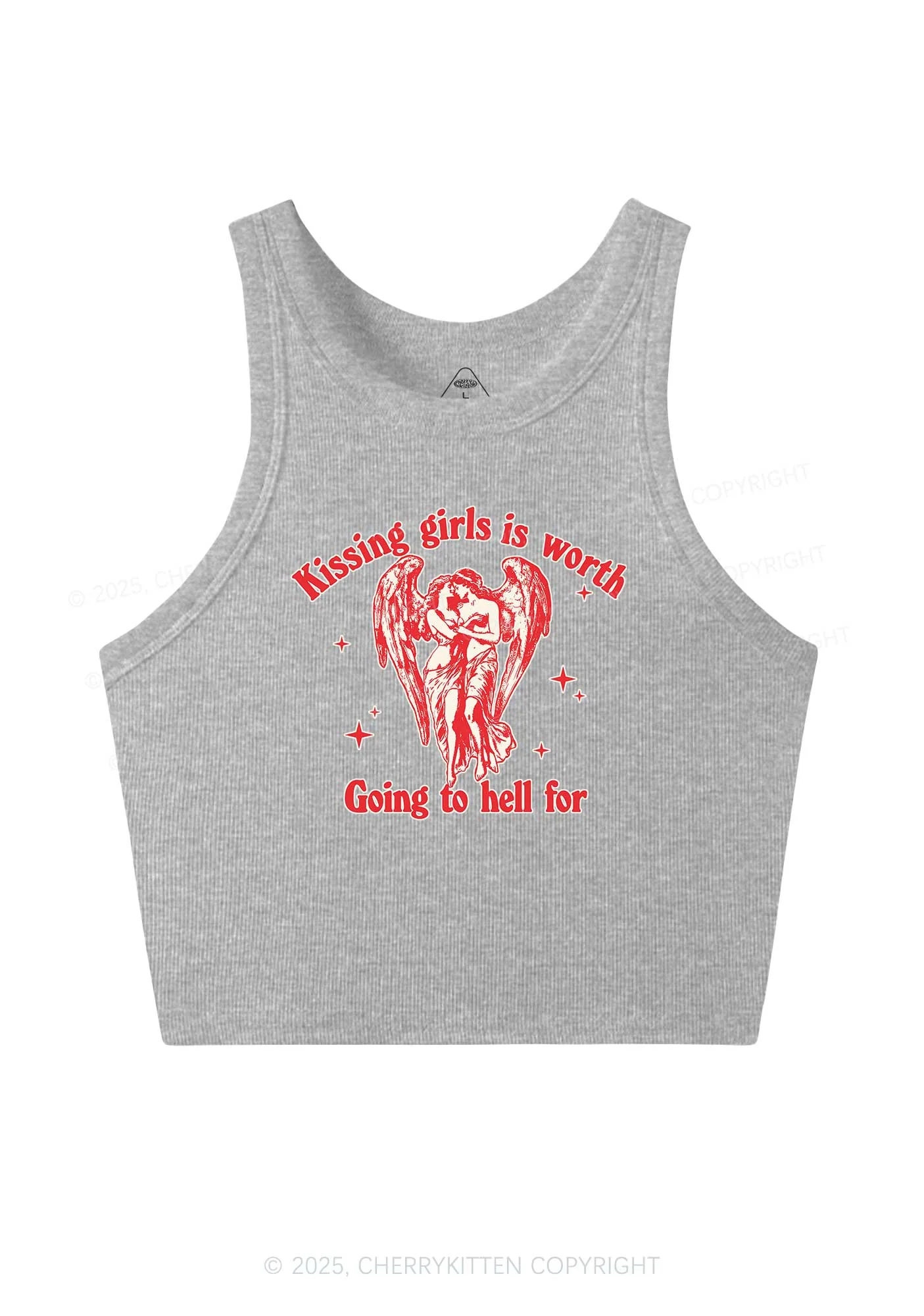 Kissing Girls To Hell Pride Y2K Crop Tank Top Cherrykitten - Image 4