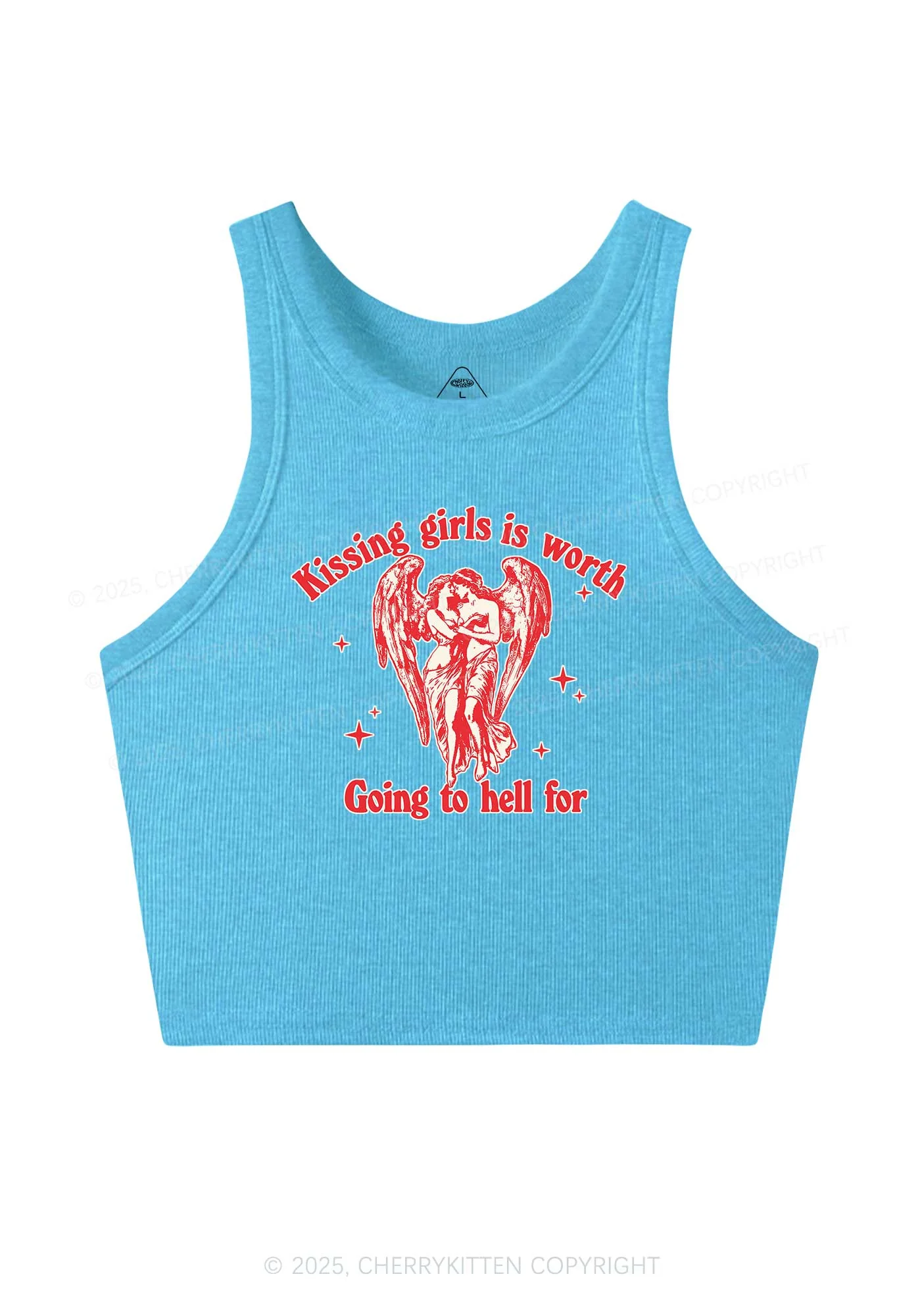 Kissing Girls To Hell Pride Y2K Crop Tank Top Cherrykitten - Image 5