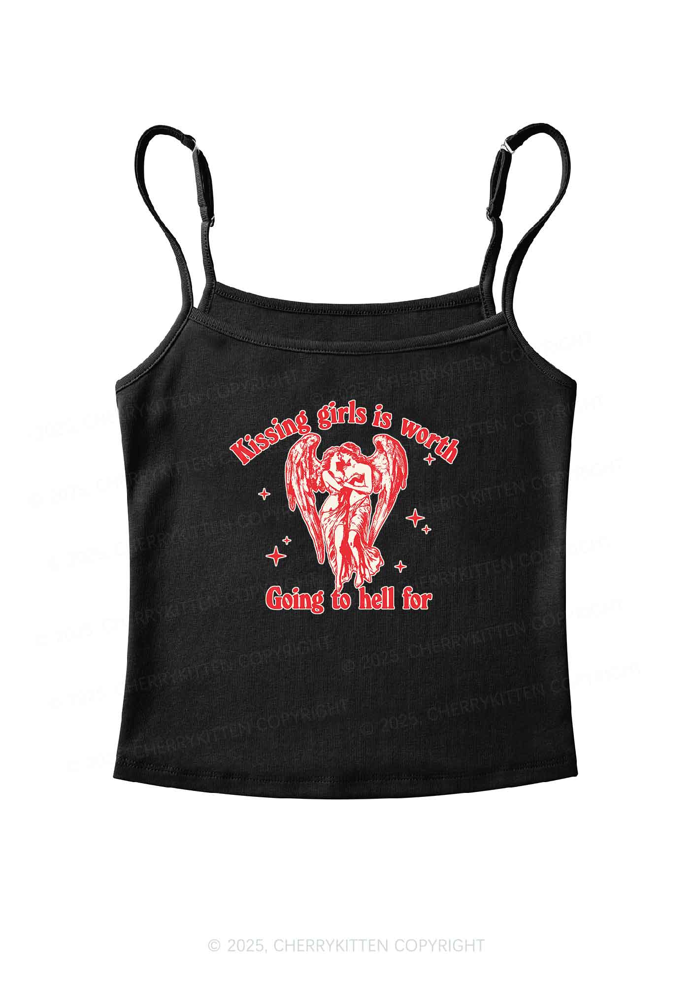 Kissing Girls To Hell Pride Y2K Spaghetti Strap Cami Cherrykitten - Image 3