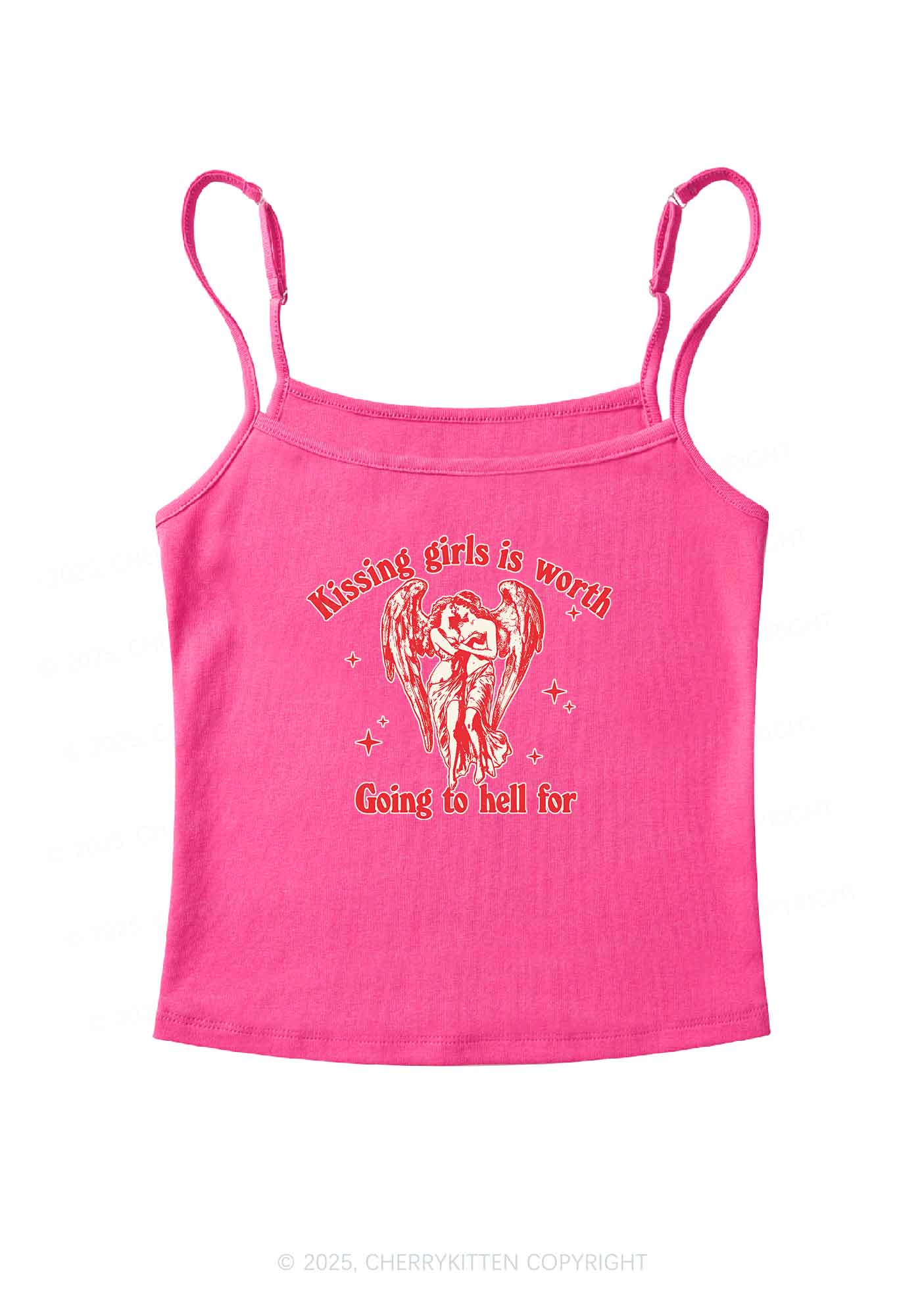 Kissing Girls To Hell Pride Y2K Spaghetti Strap Cami Cherrykitten - Image 6