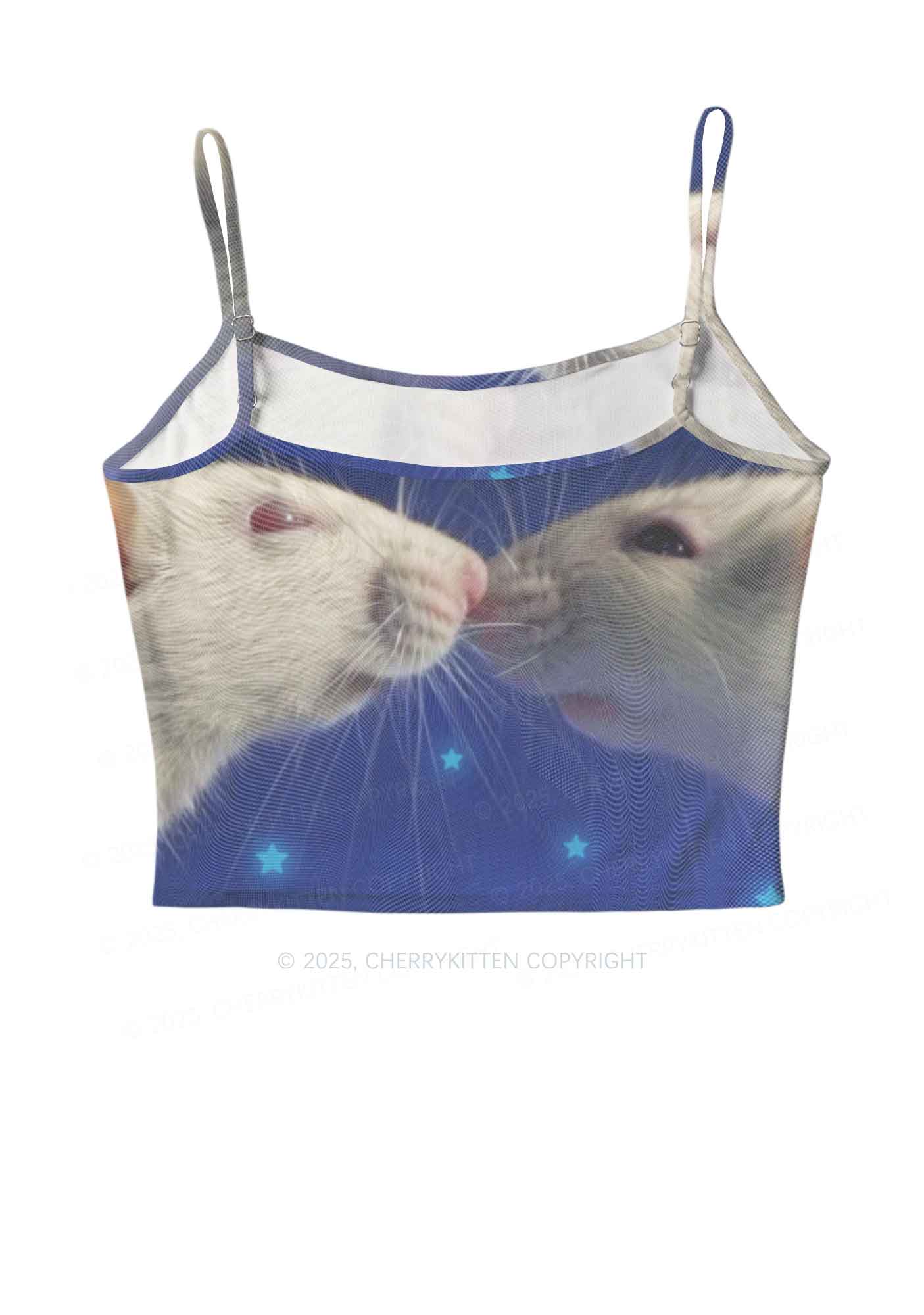 Kissing Rats Y2K Mesh Cami Tank Cherrykitten - Image 3