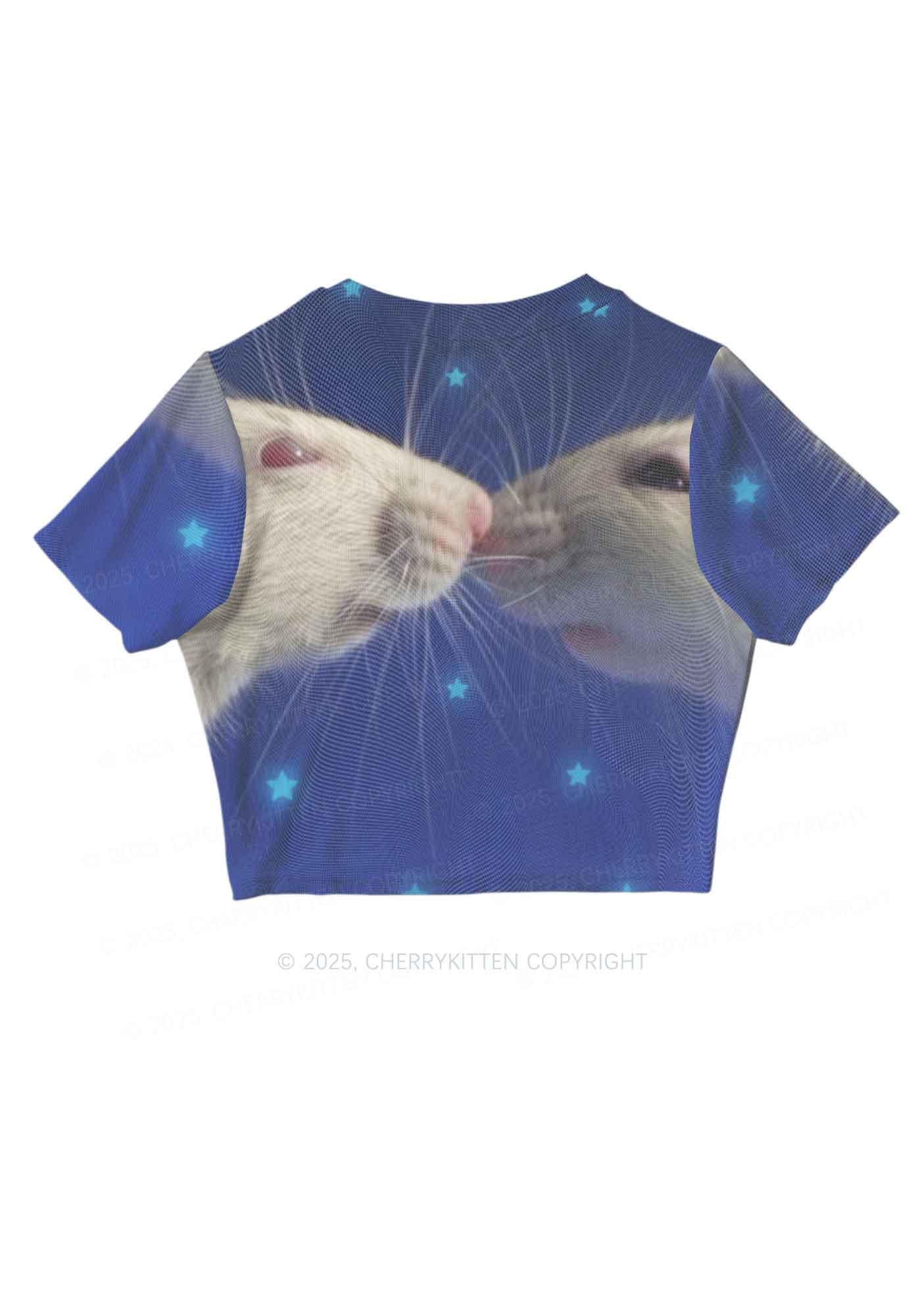 Kissing Rats Y2K Mesh Crop Top Cherrykitten - Image 5