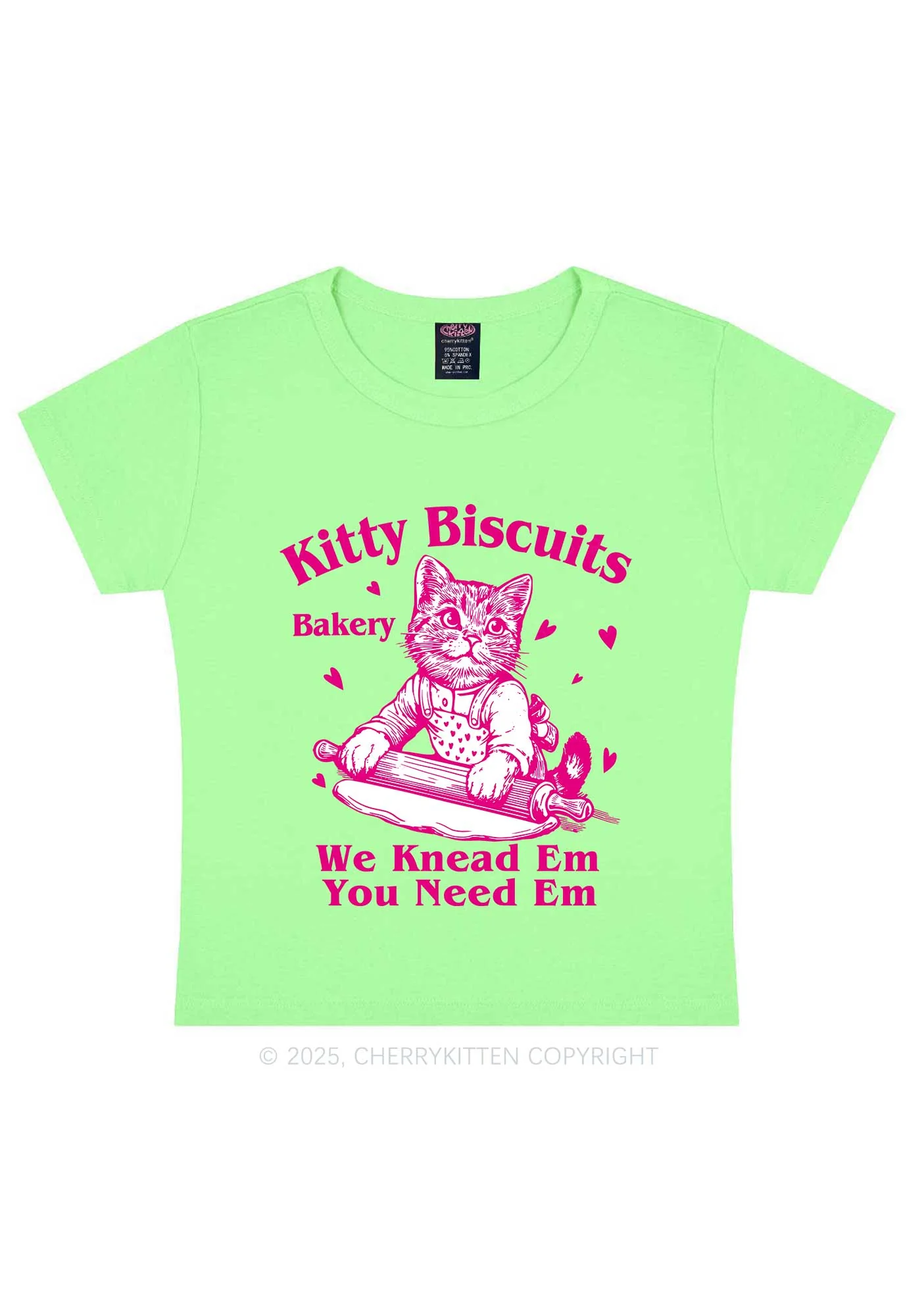 Kitten Biscuits Bakery Valentine's Day Y2K Baby Tee Cherrykitten - Image 11