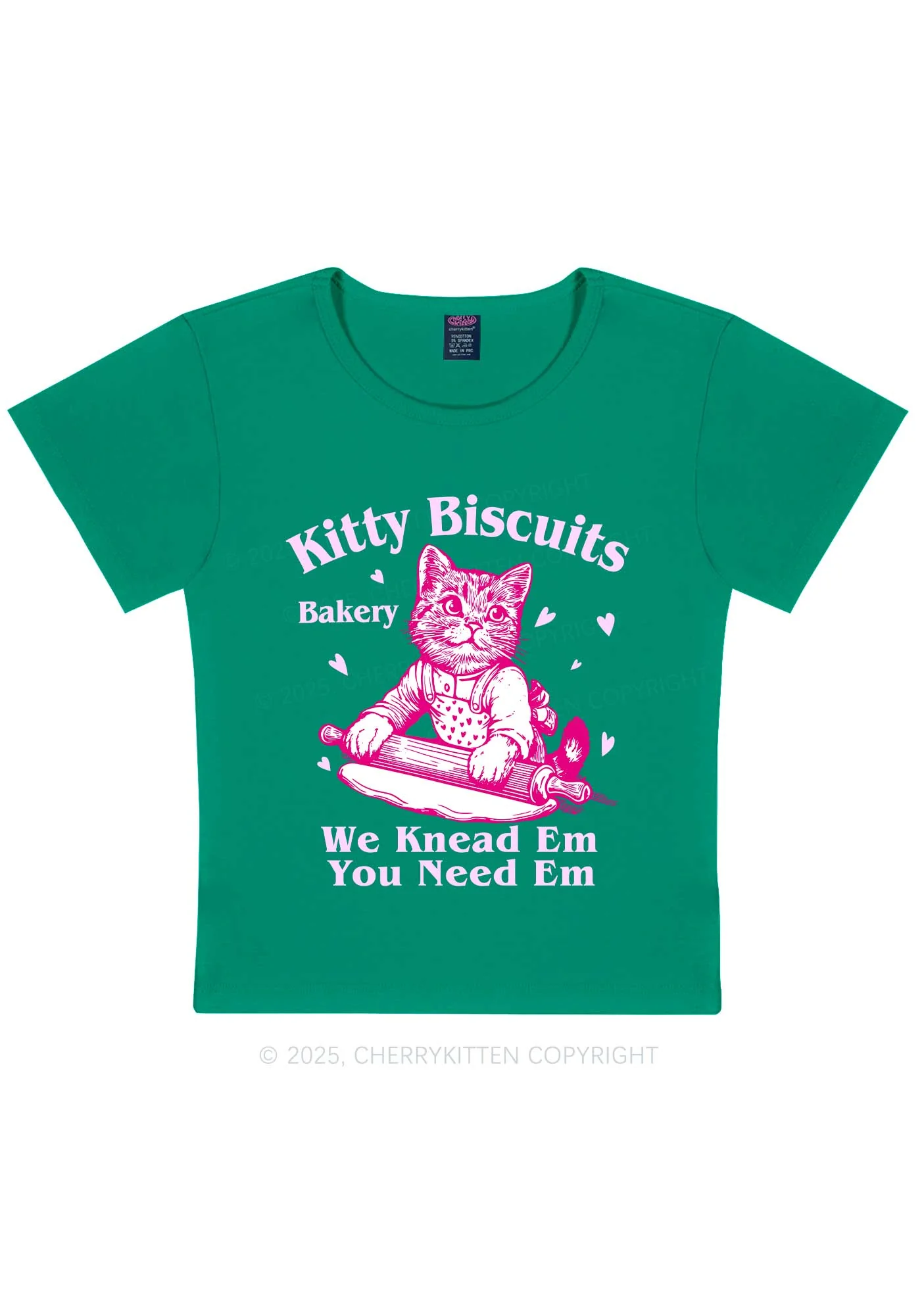 Kitten Biscuits Bakery Valentine's Day Y2K Baby Tee Cherrykitten - Image 12