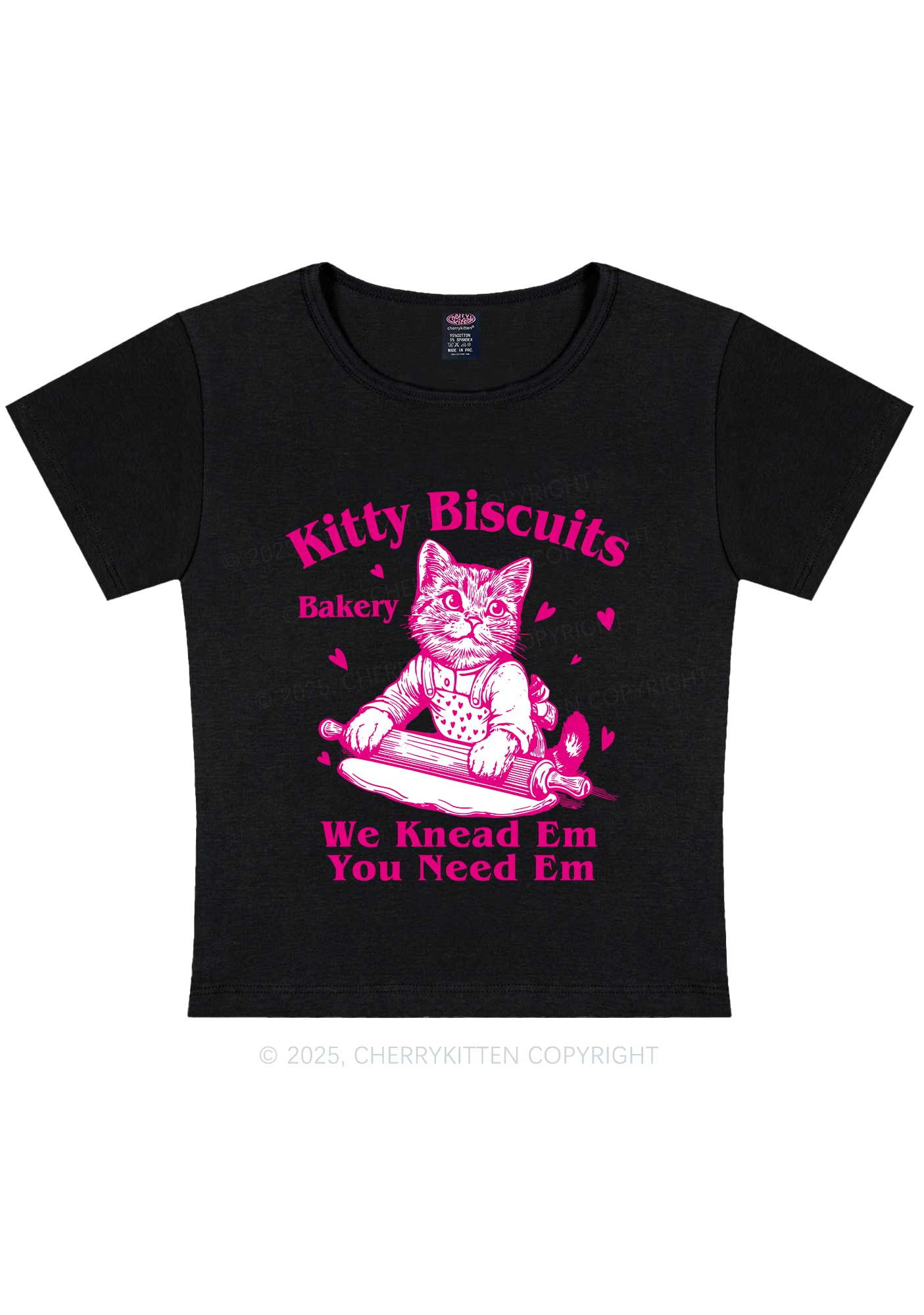 Kitten Biscuits Bakery Valentine's Day Y2K Baby Tee Cherrykitten - Image 3