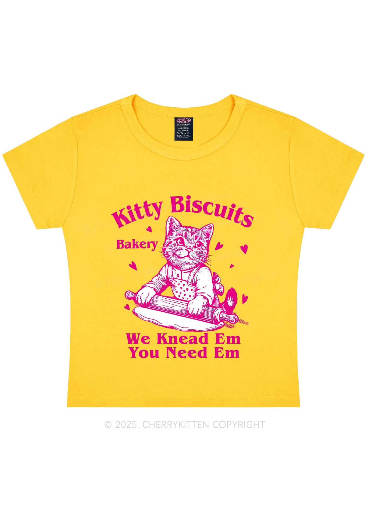 Kitten Biscuits Bakery Valentine's Day Y2K Baby Tee Cherrykitten - Image 4