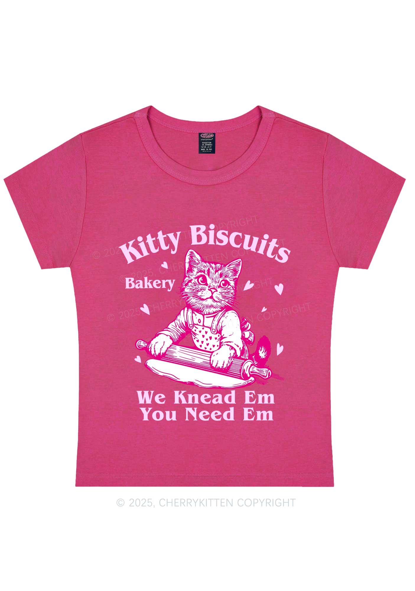 Kitten Biscuits Bakery Valentine's Day Y2K Baby Tee Cherrykitten - Image 5