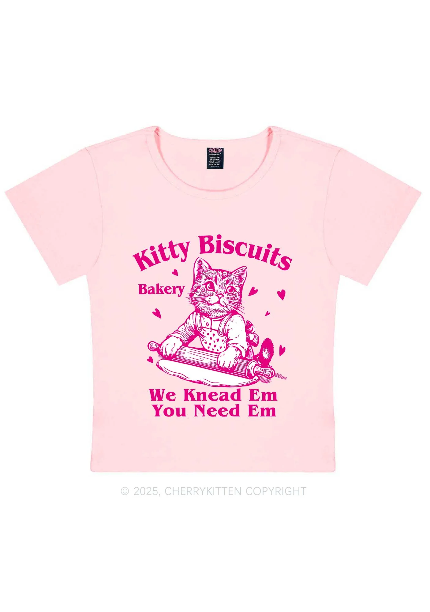 Kitten Biscuits Bakery Valentine's Day Y2K Baby Tee Cherrykitten - Image 6