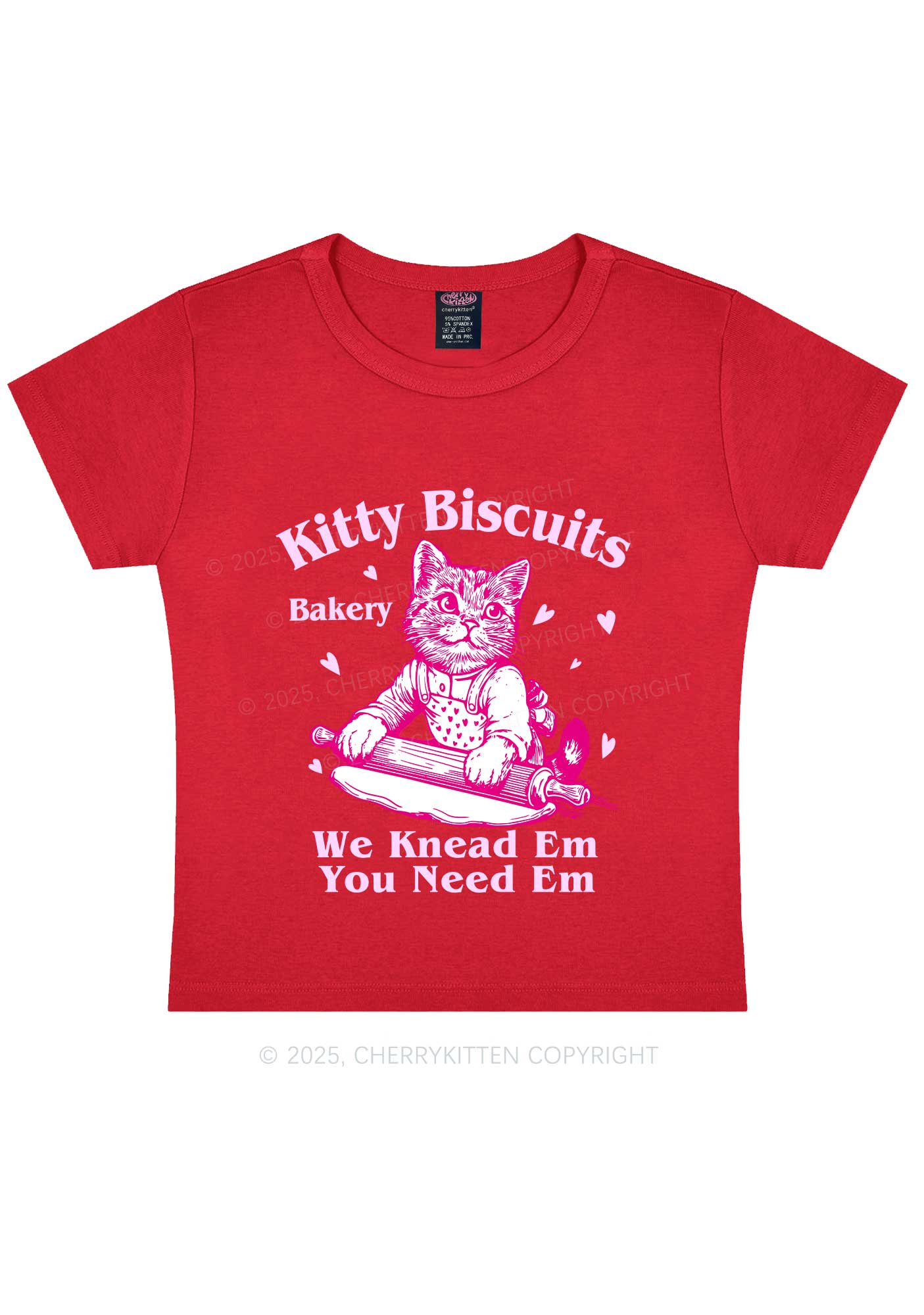 Kitten Biscuits Bakery Valentine's Day Y2K Baby Tee Cherrykitten - Image 8