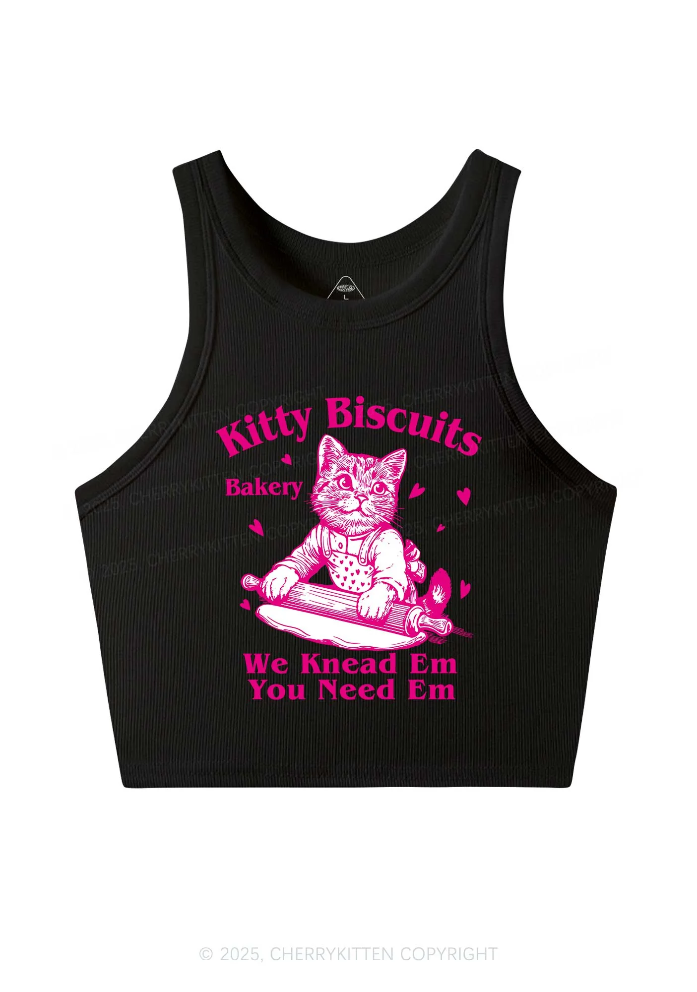 Kitten Biscuits Bakery Valentine's Day Y2K Crop Tank Top Cherrykitten - Image 3