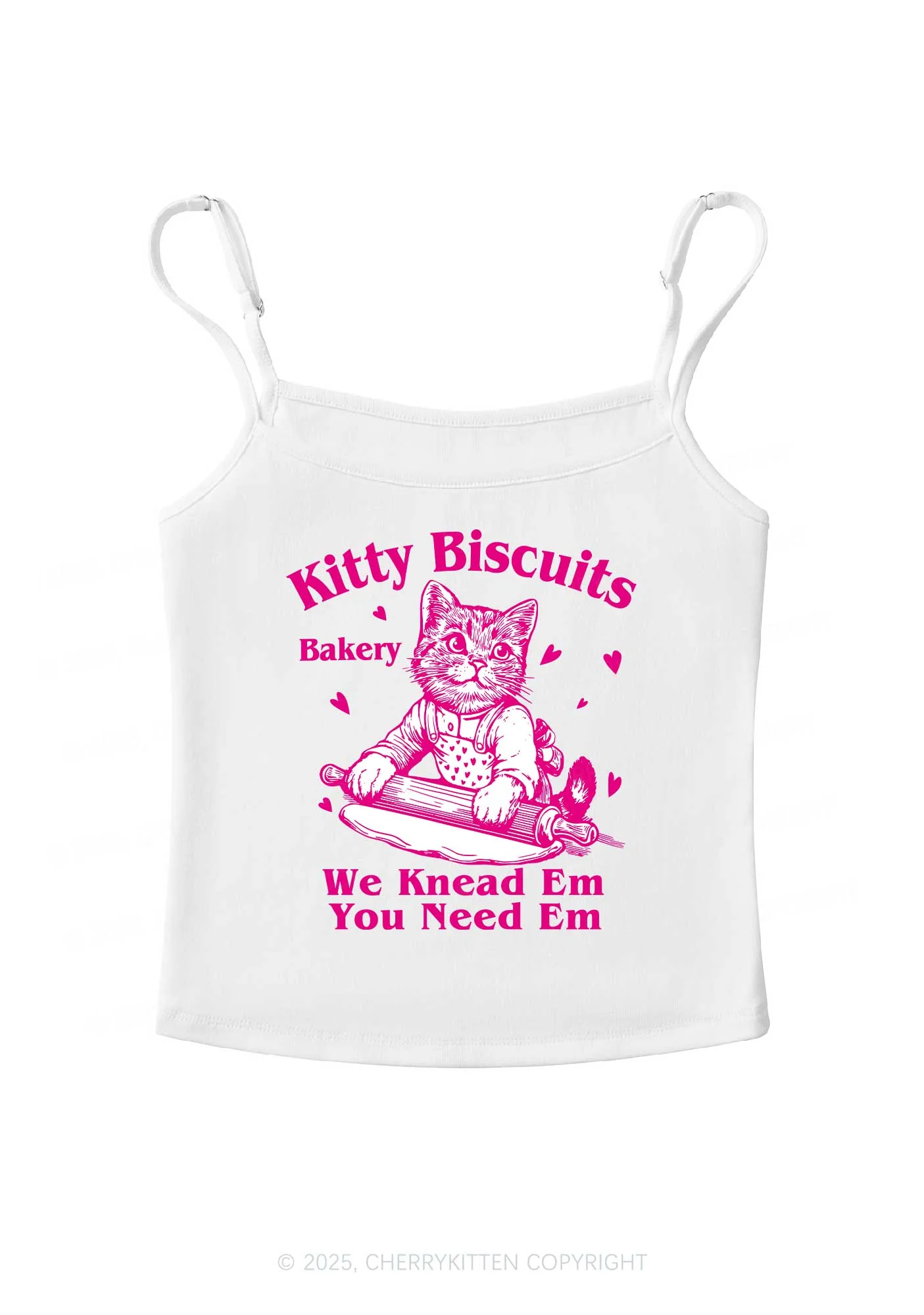 Kitten Biscuits Bakery Valentine's Day Y2K Spaghetti Strap Cami Cherrykitten - Image 4