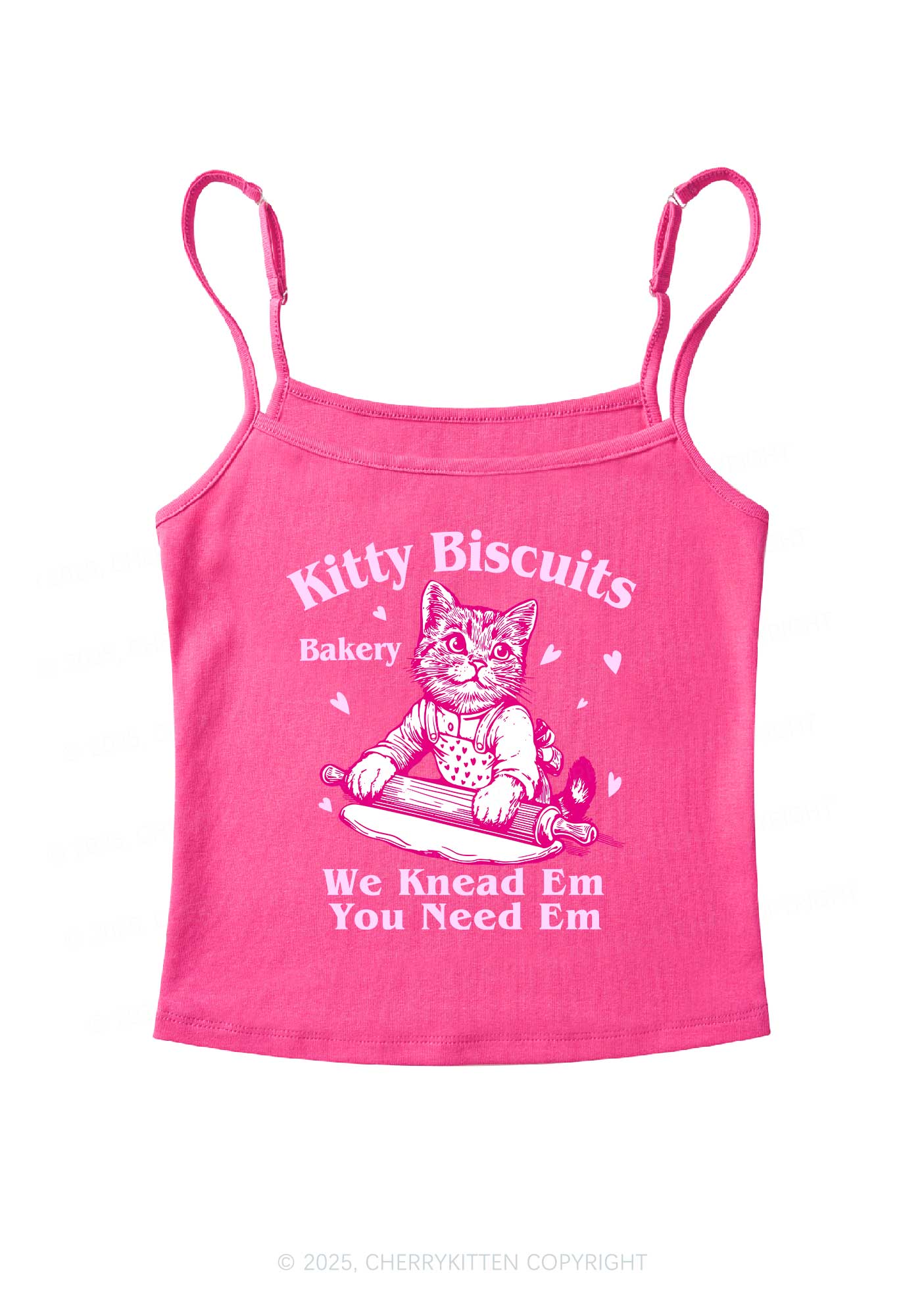 Kitten Biscuits Bakery Valentine's Day Y2K Spaghetti Strap Cami Cherrykitten - Image 5