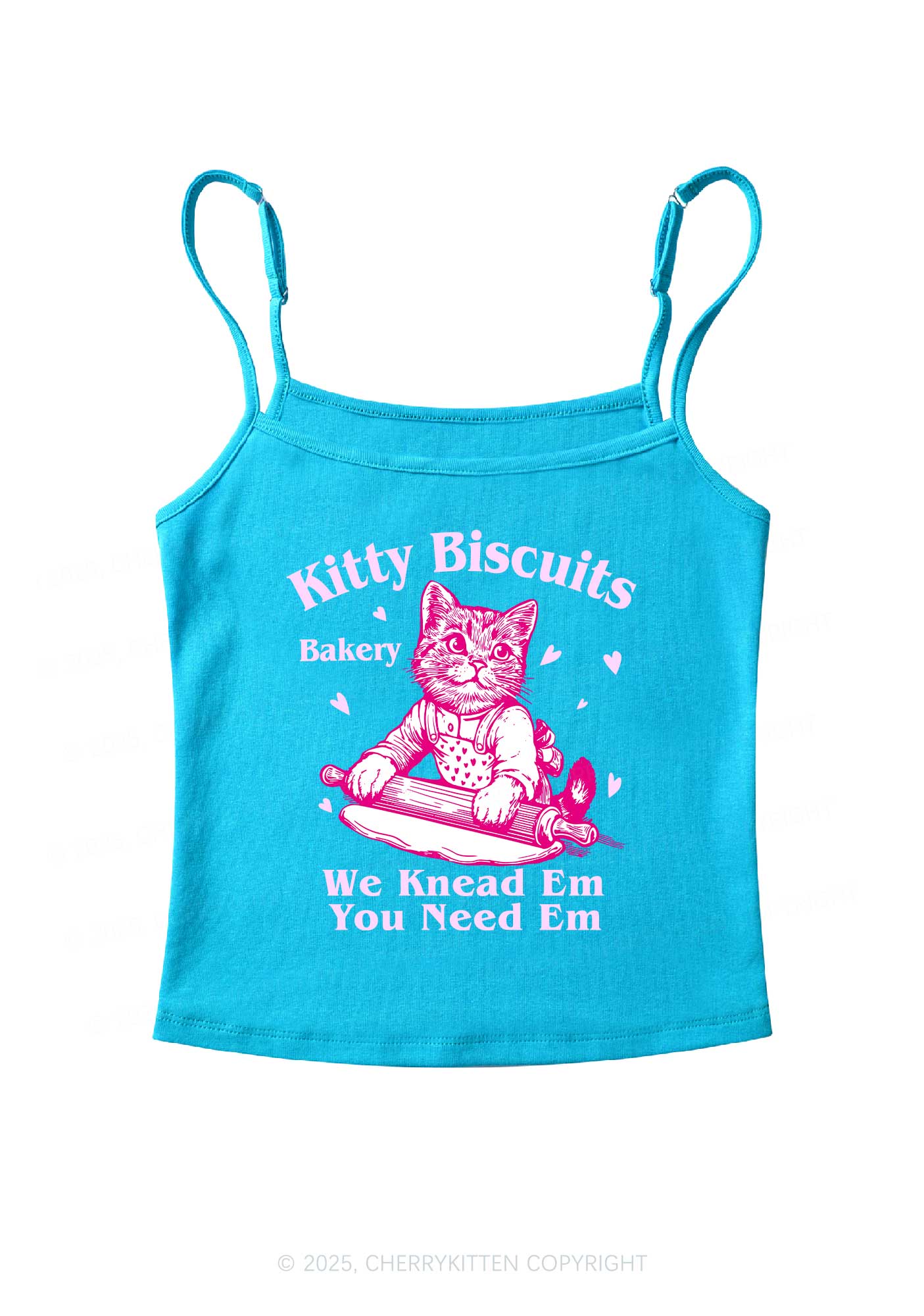 Kitten Biscuits Bakery Valentine's Day Y2K Spaghetti Strap Cami Cherrykitten - Image 6