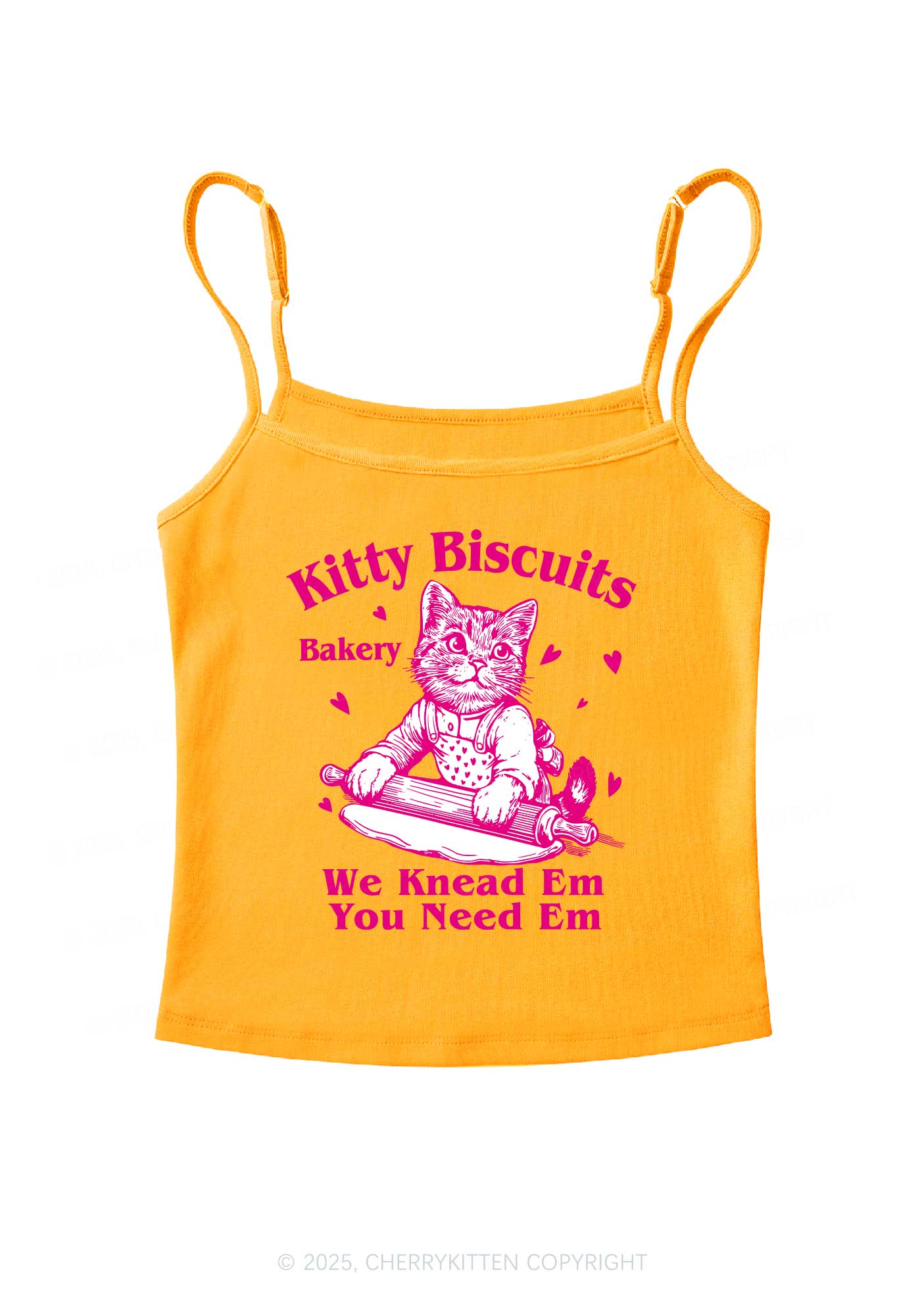 Kitten Biscuits Bakery Valentine's Day Y2K Spaghetti Strap Cami Cherrykitten - Image 7