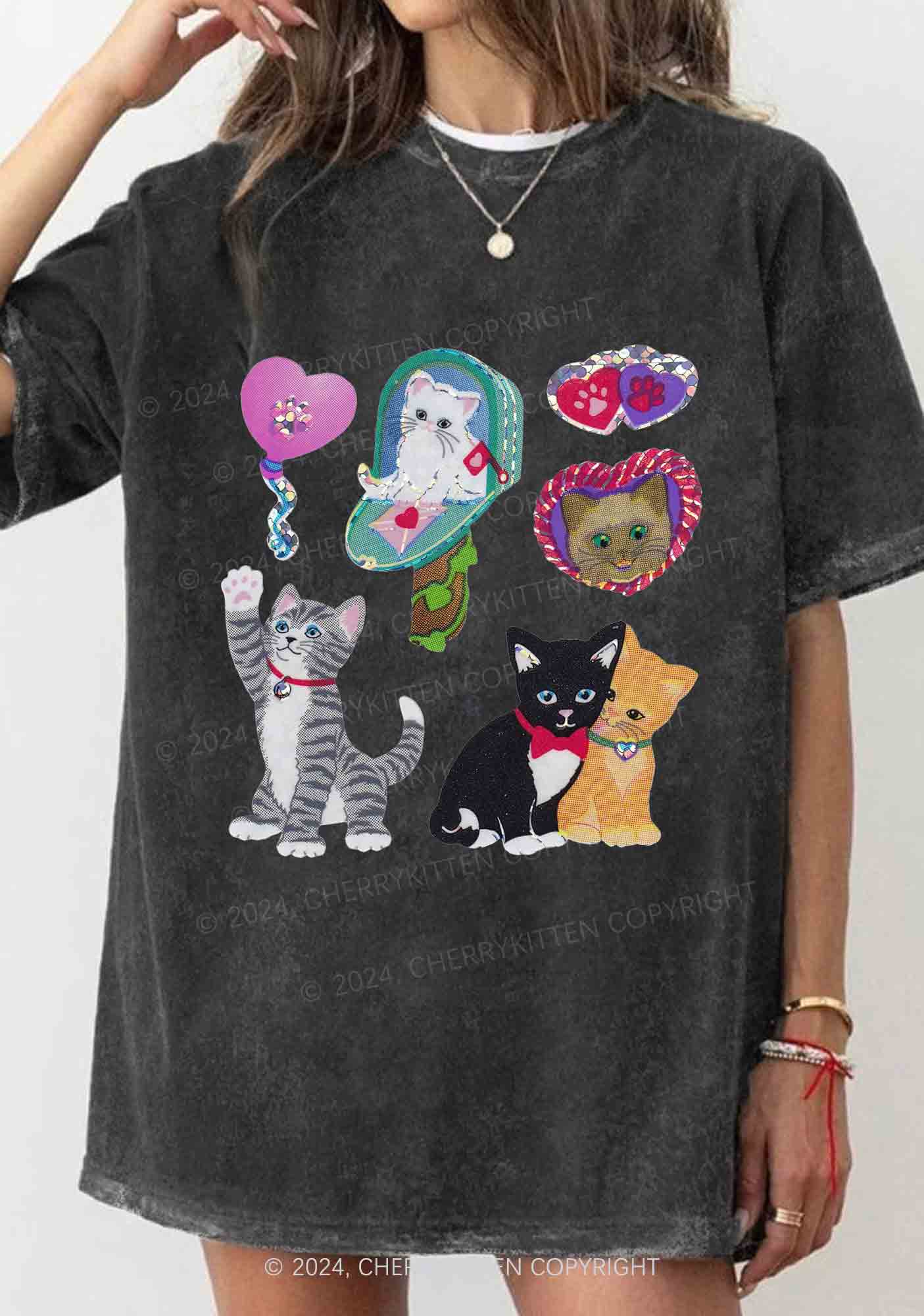 Kitten Love Y2K Washed Tee Cherrykitten - Image 2