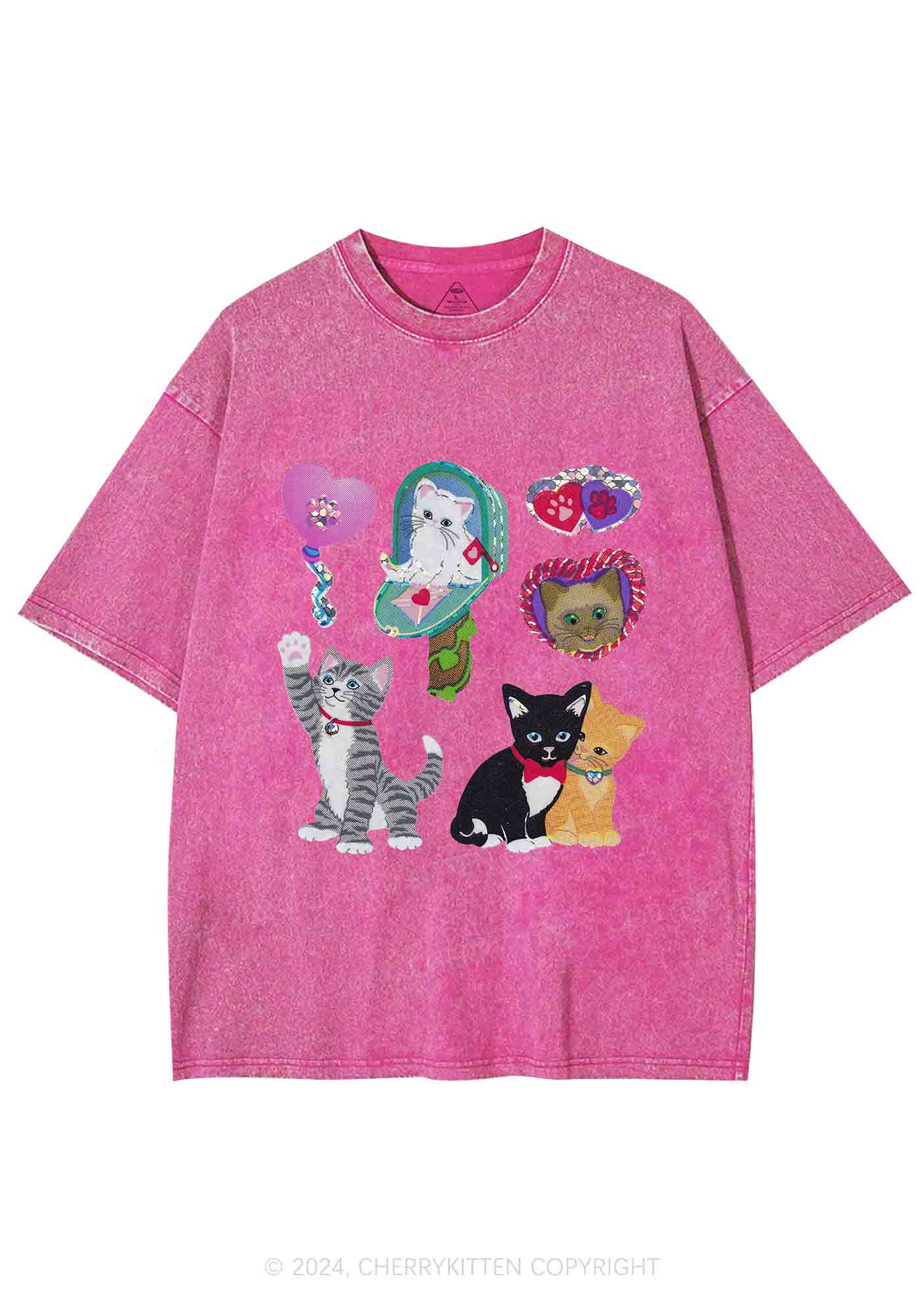 Kitten Love Y2K Washed Tee Cherrykitten - Image 4
