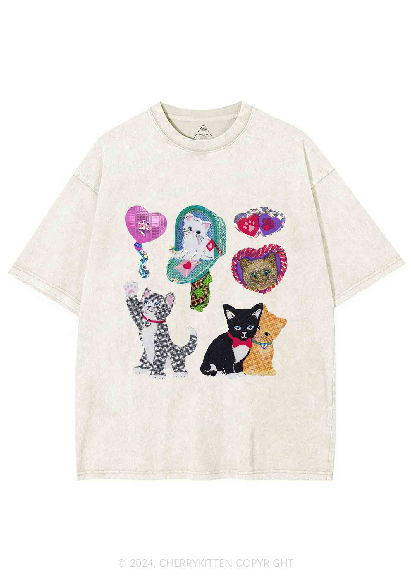 Kitten Love Y2K Washed Tee Cherrykitten - Image 5