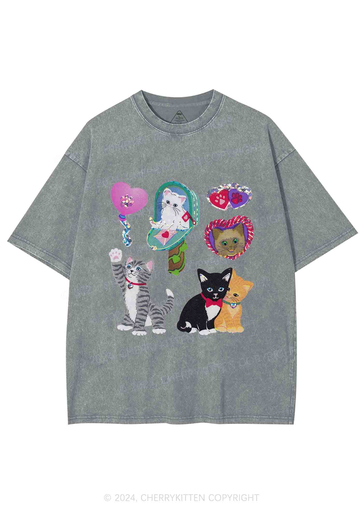 Kitten Love Y2K Washed Tee Cherrykitten - Image 6