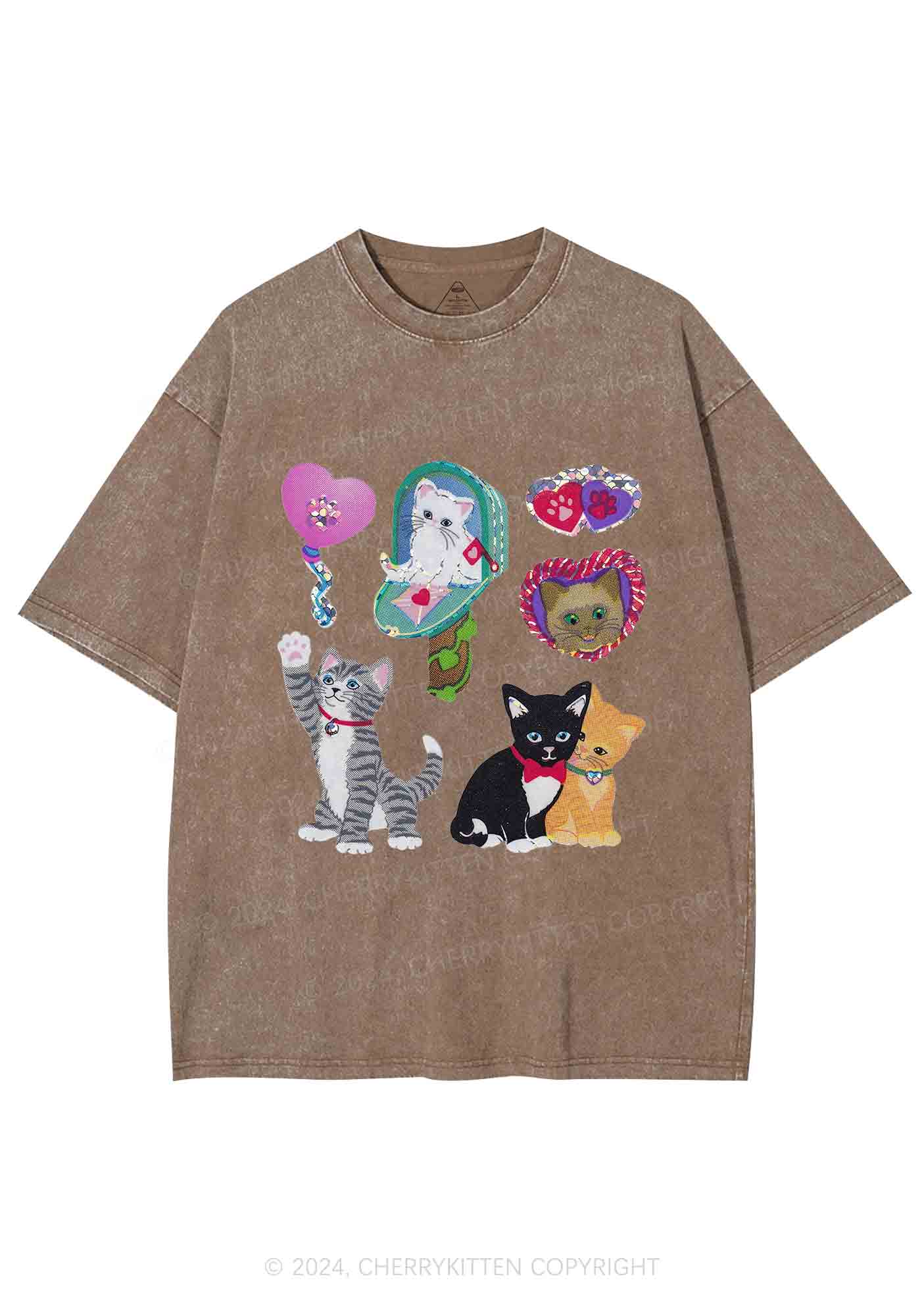 Kitten Love Y2K Washed Tee Cherrykitten - Image 7