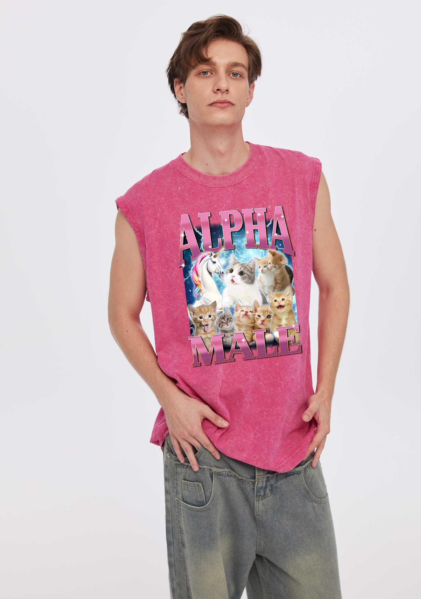 Kitten Unicorn Alpha Male Y2K Washed Tank Cherrykitten - Image 3