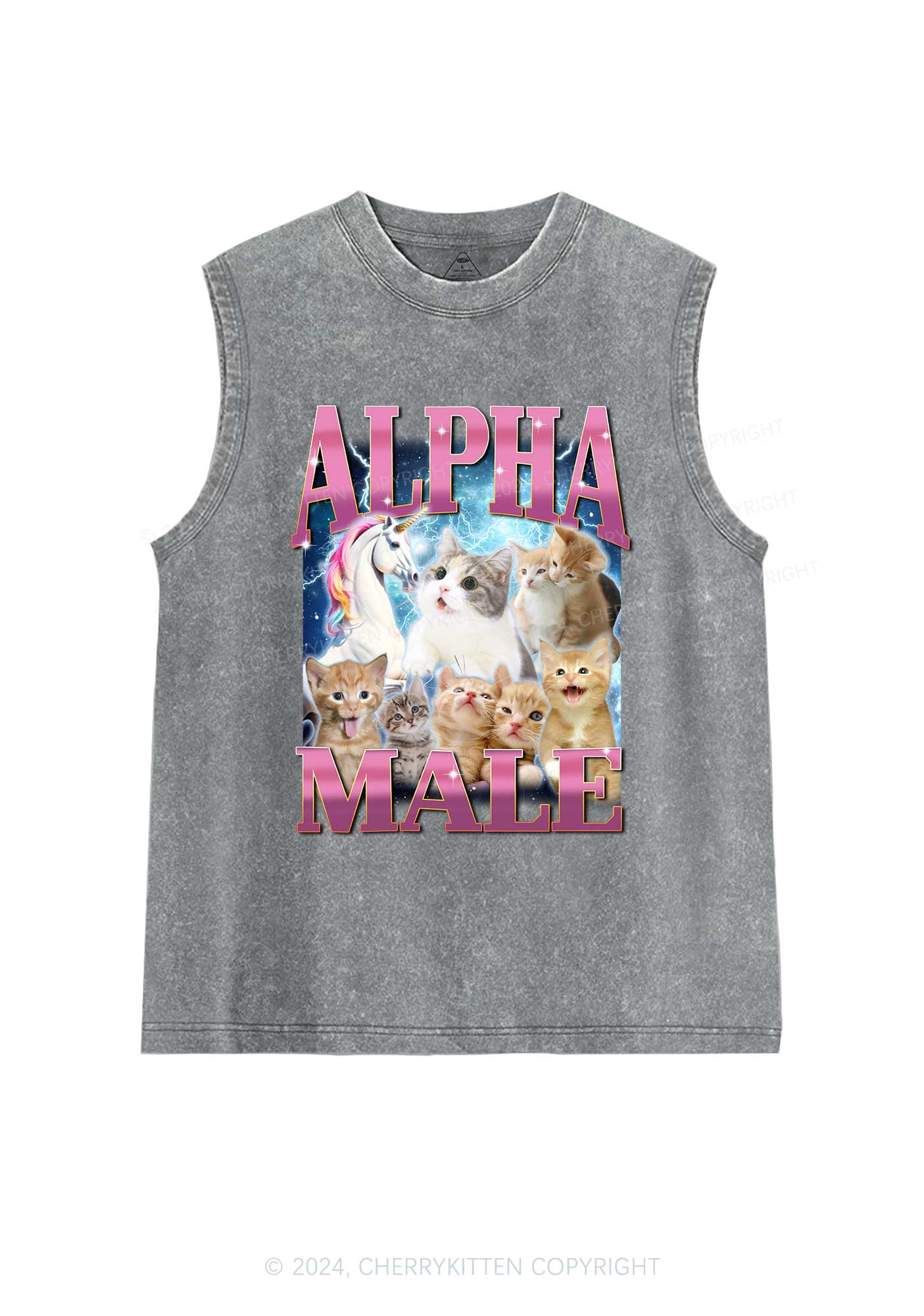 Kitten Unicorn Alpha Male Y2K Washed Tank Cherrykitten - Image 6