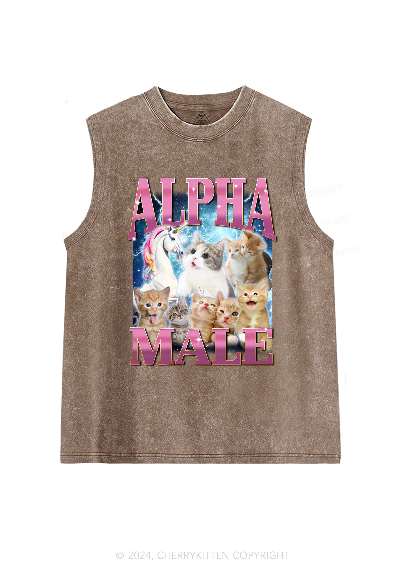 Kitten Unicorn Alpha Male Y2K Washed Tank Cherrykitten - Image 7