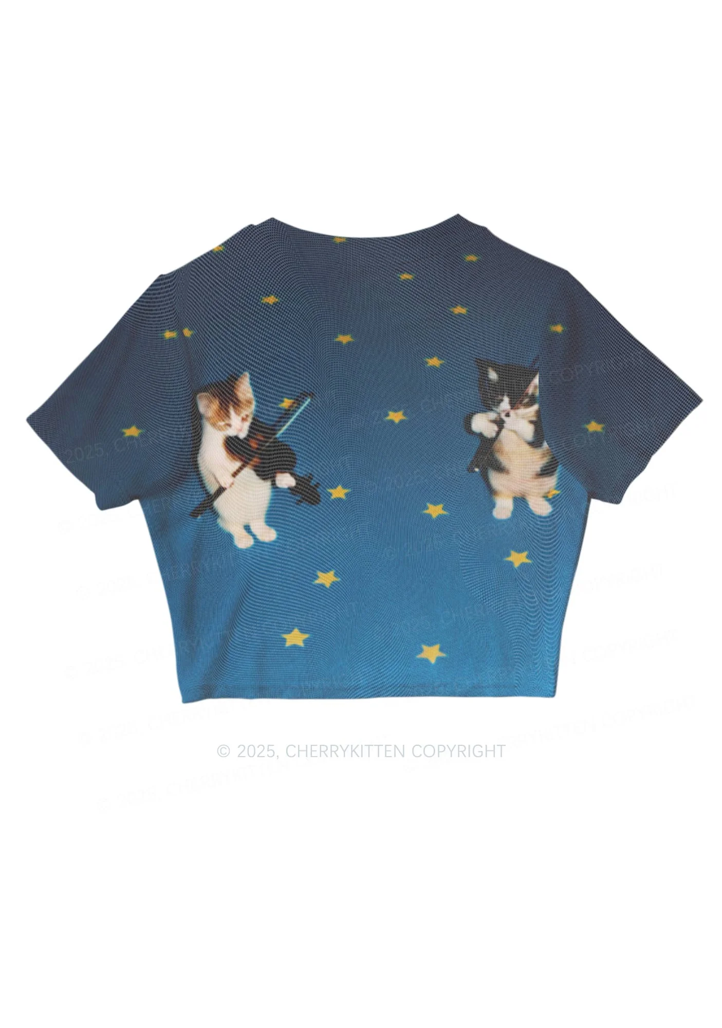 Kitten Violinist Y2K Mesh Crop Top Cherrykitten - Image 5