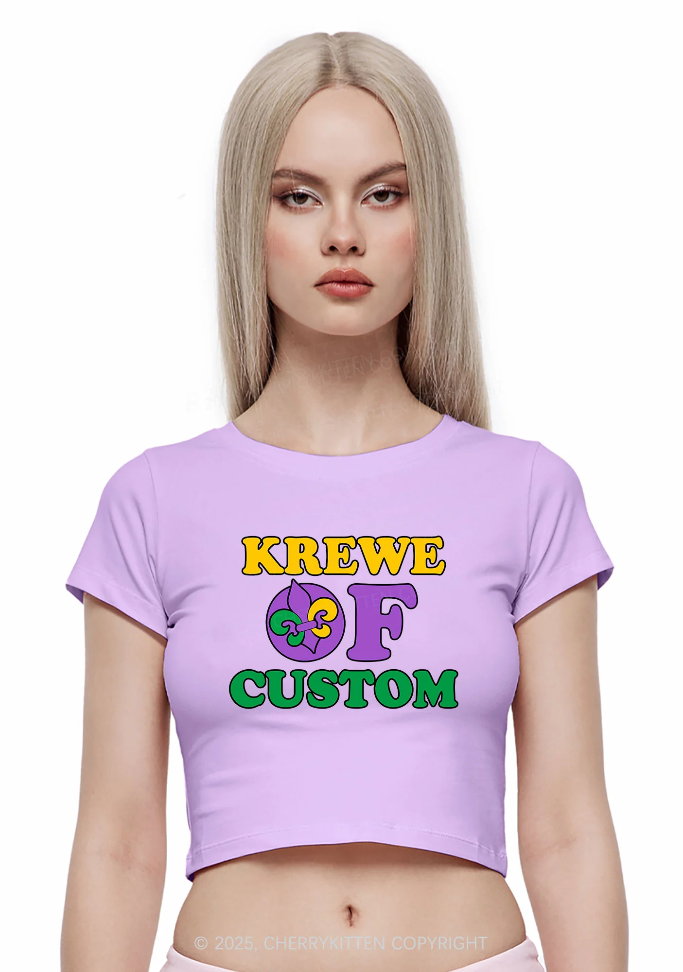 Krewe Of Custom Y2K Baby Tee Cherrykitten - Image 2