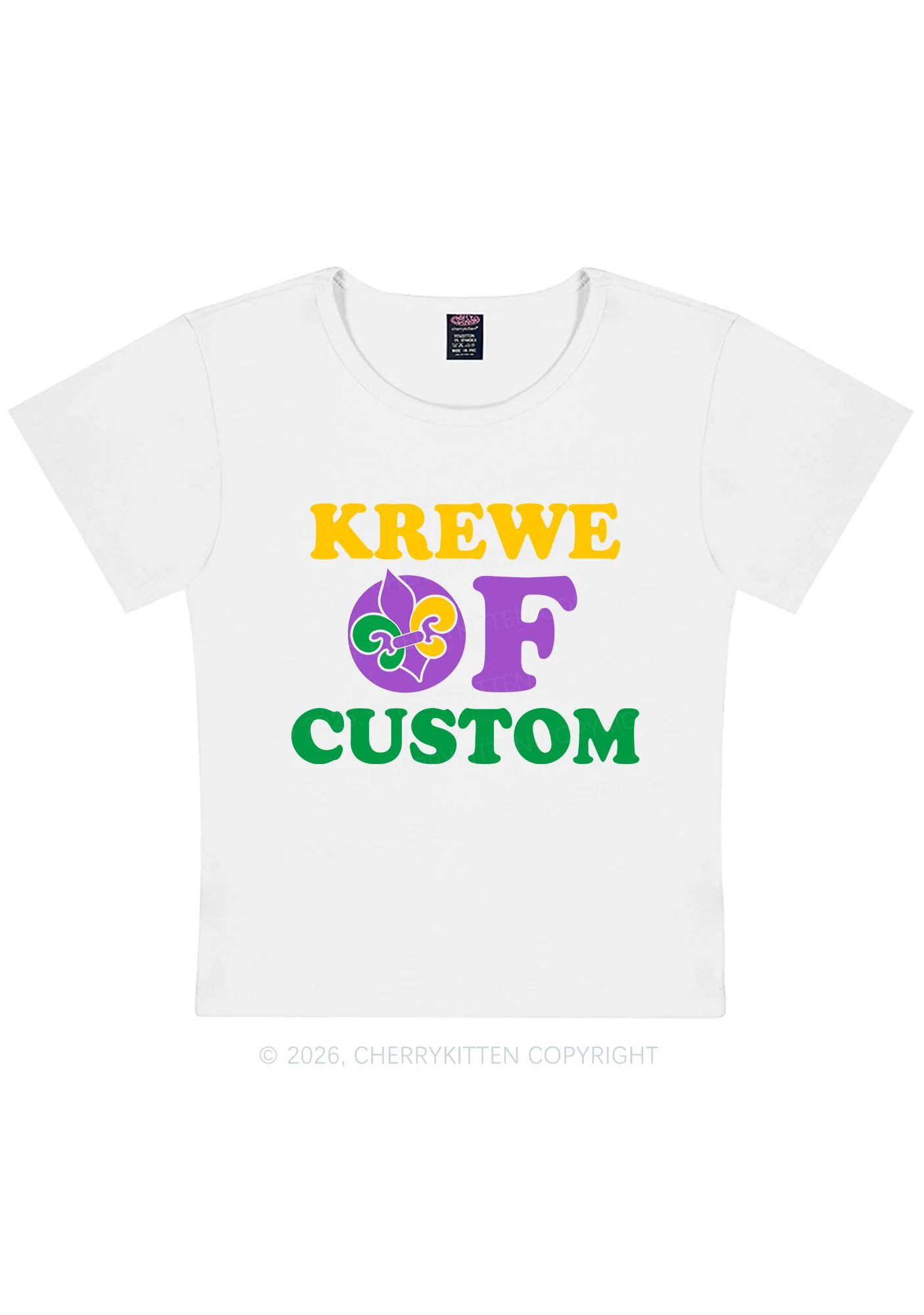 Krewe Of Custom Y2K Baby Tee Cherrykitten - Image 3