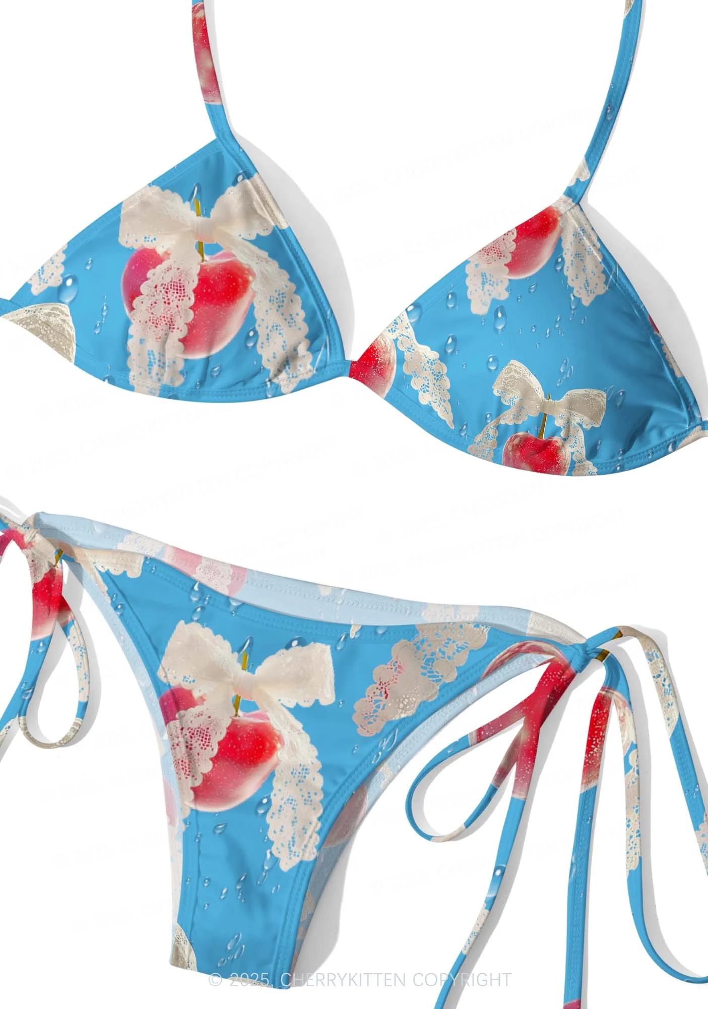 Lace Cherry Y2K Print Bikini Set Cherrykitten - Image 2